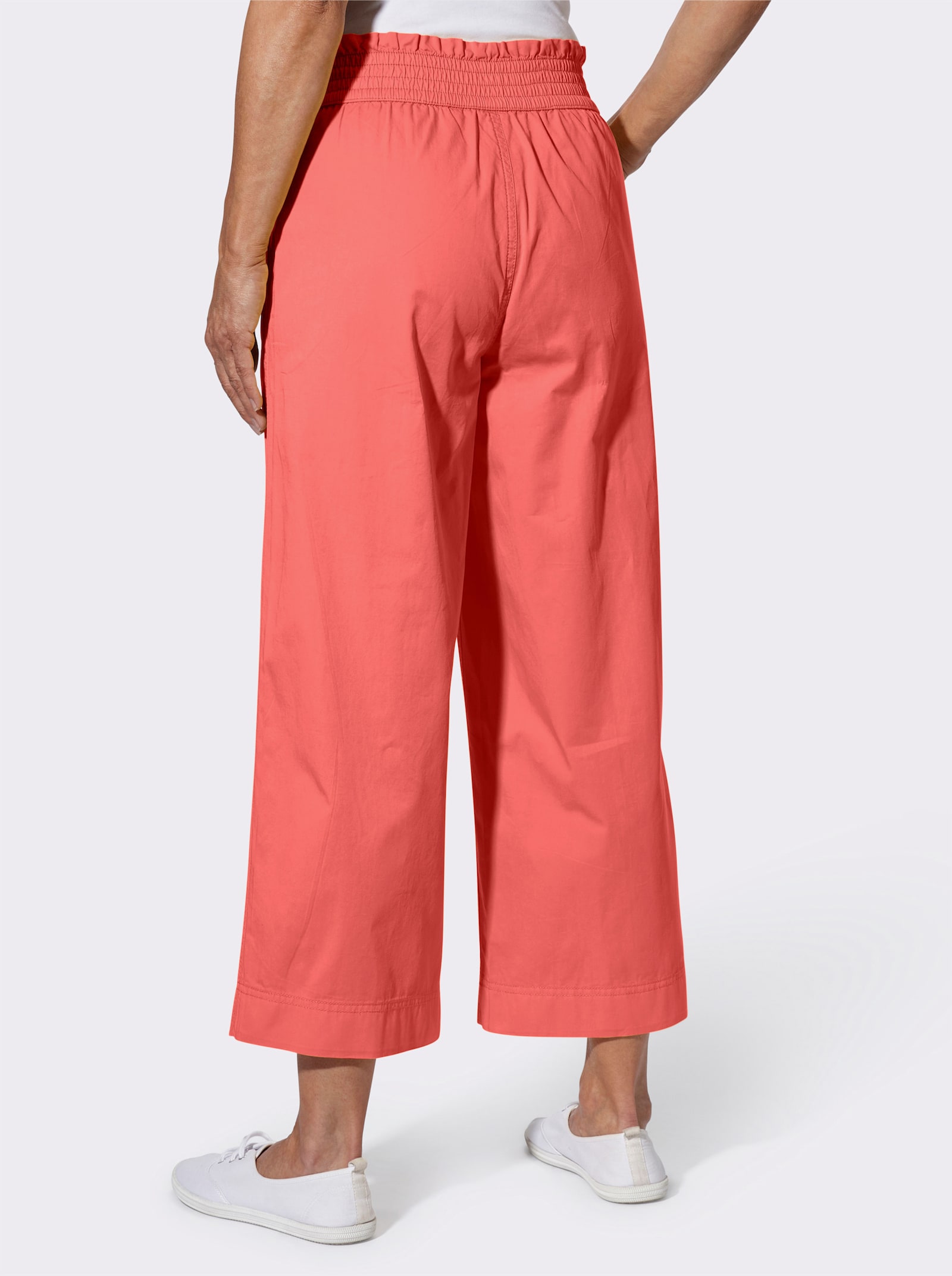 7/8-Jeans mit gesmoktem Dehnbund - grapefruit