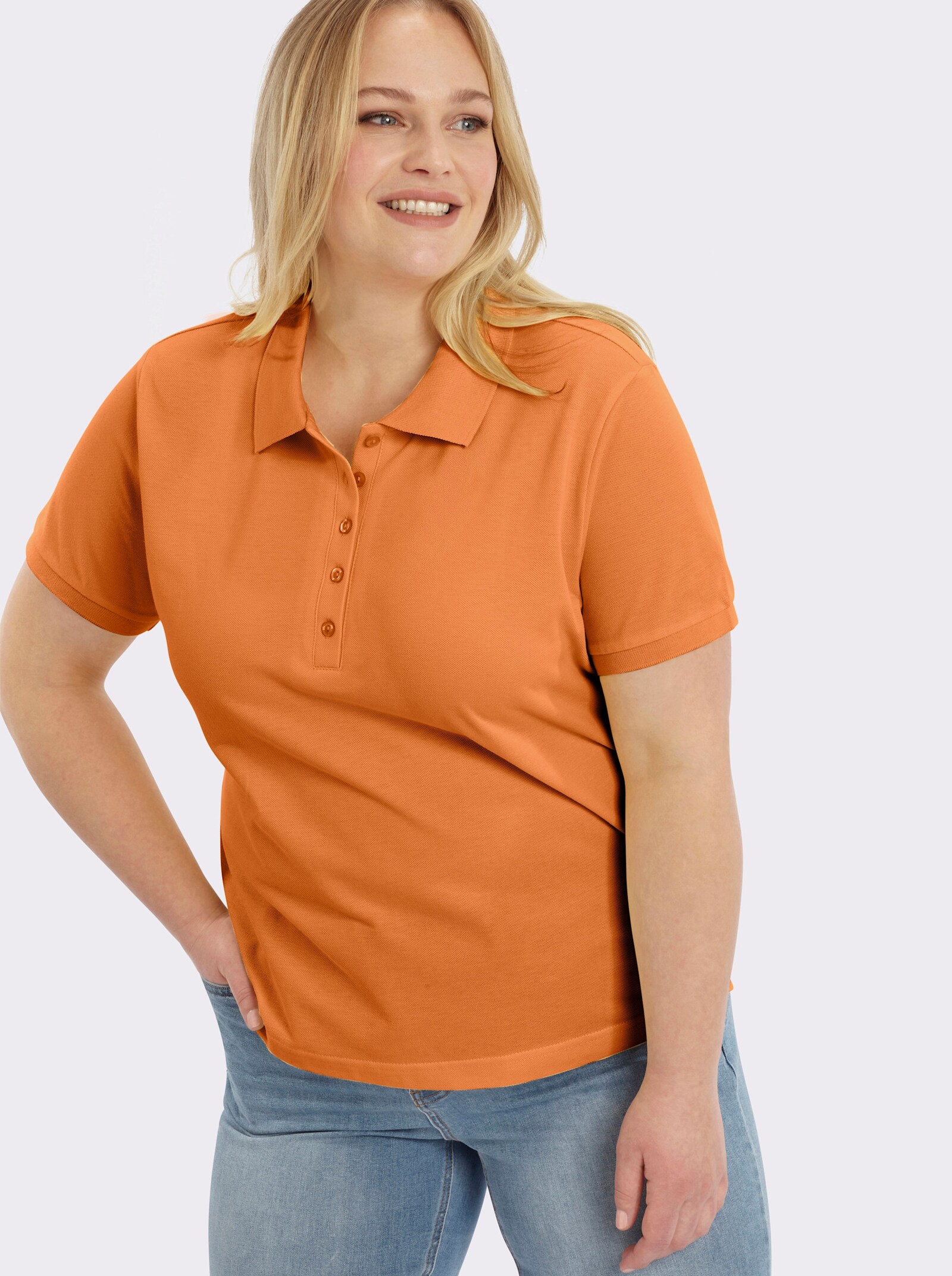 Poloshirt mit Seitenschlitzen - mandarine