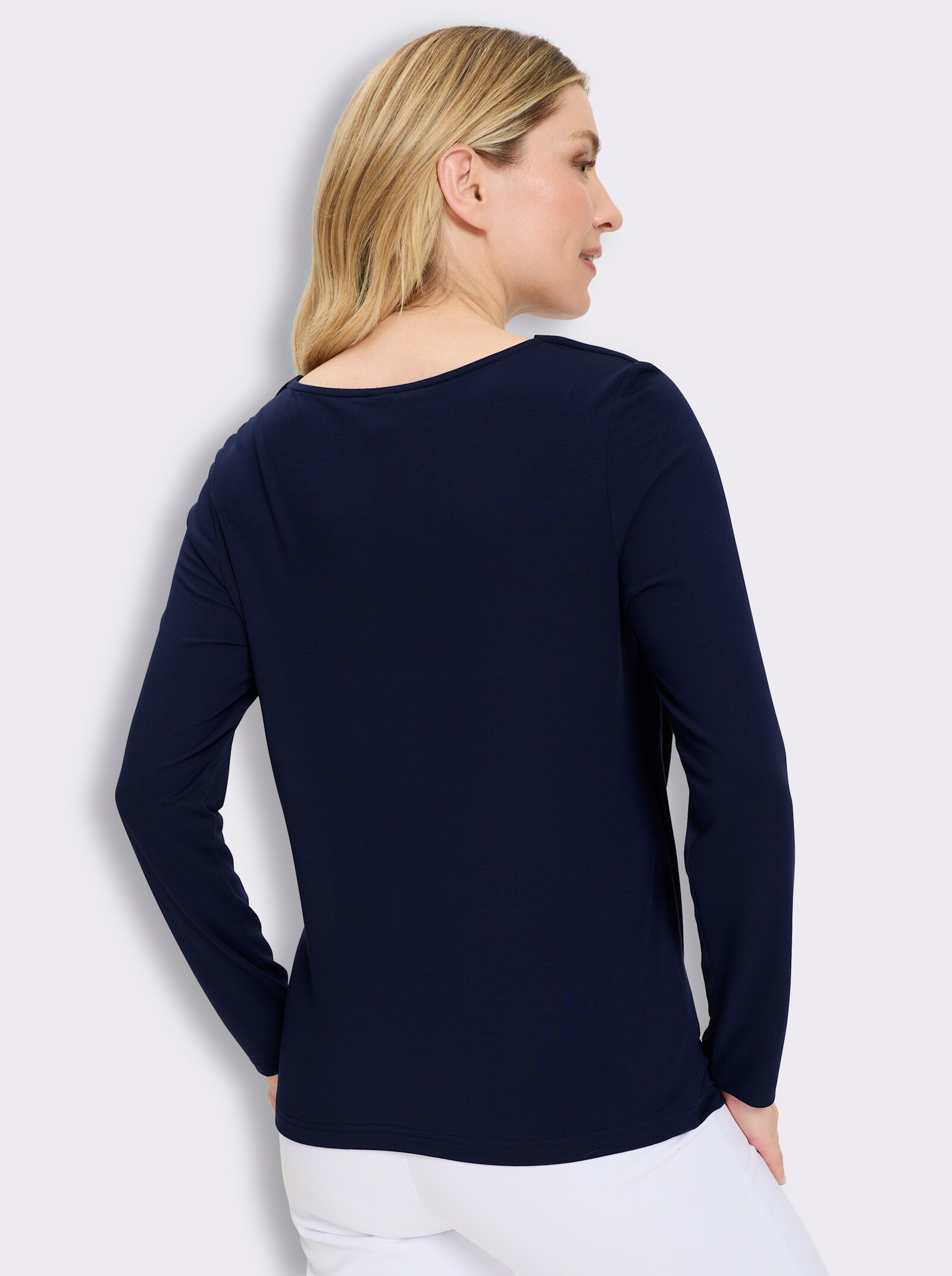 Wasserfallshirt mit Glitzerstein-Applikation - marine
