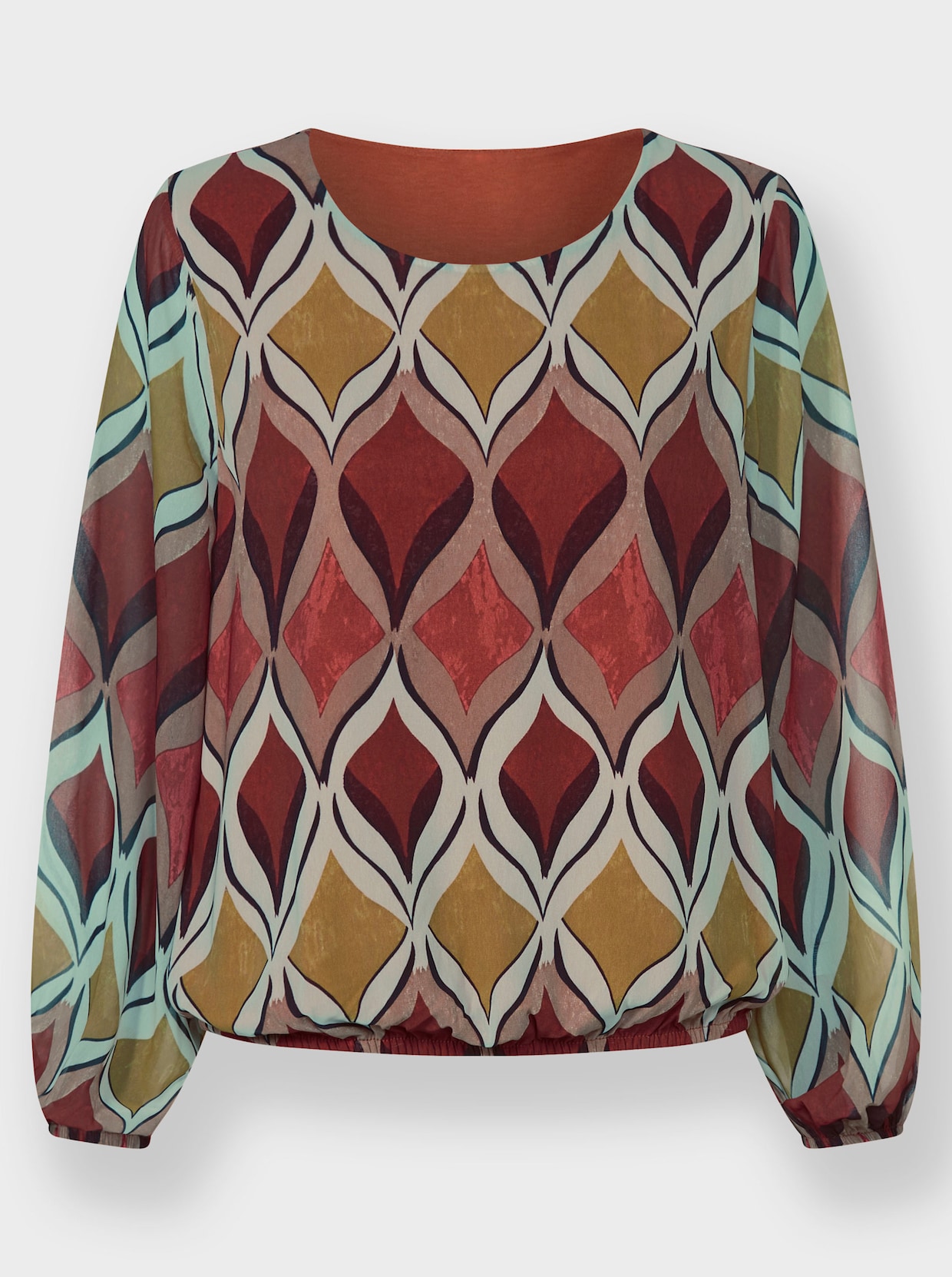 heine Druckbluse - terra-ocker-bedruckt