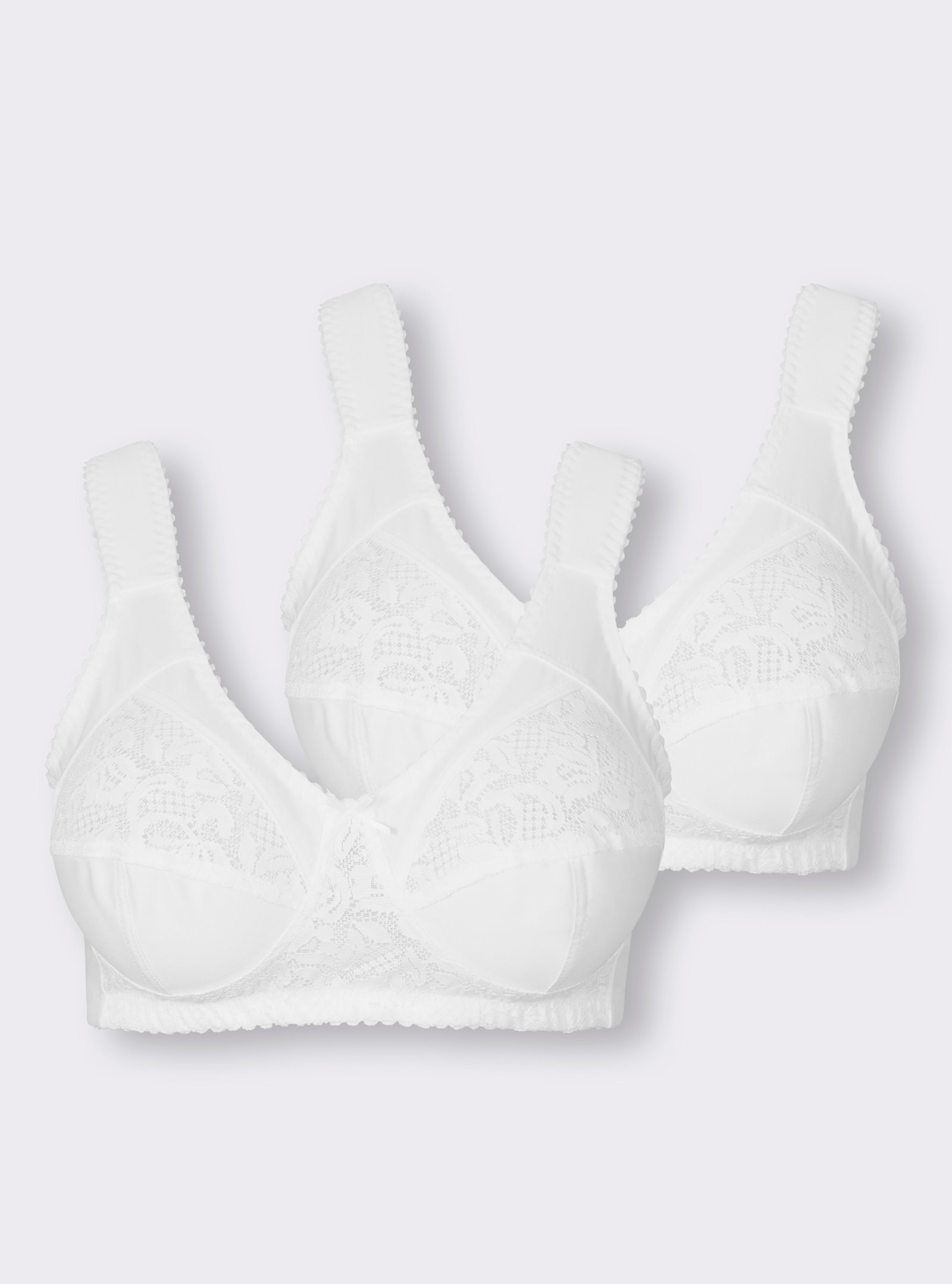 wäschepur Soutien-gorge confort sans armatures avec dentelle extensible - blanc