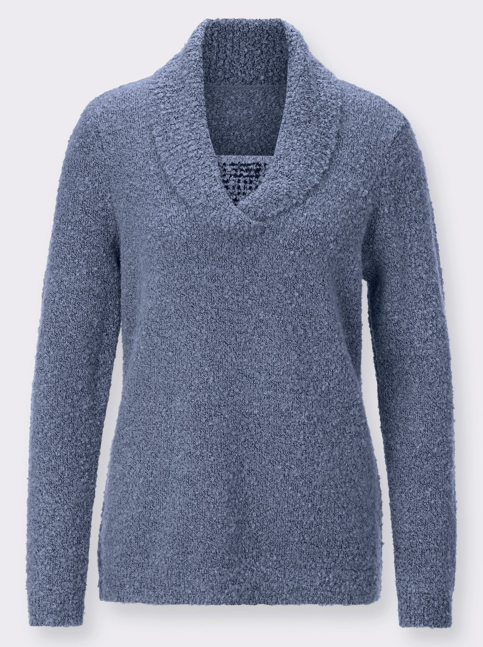 Pullover in 2-in-1-Optik mit Schalkragen - taubenblau