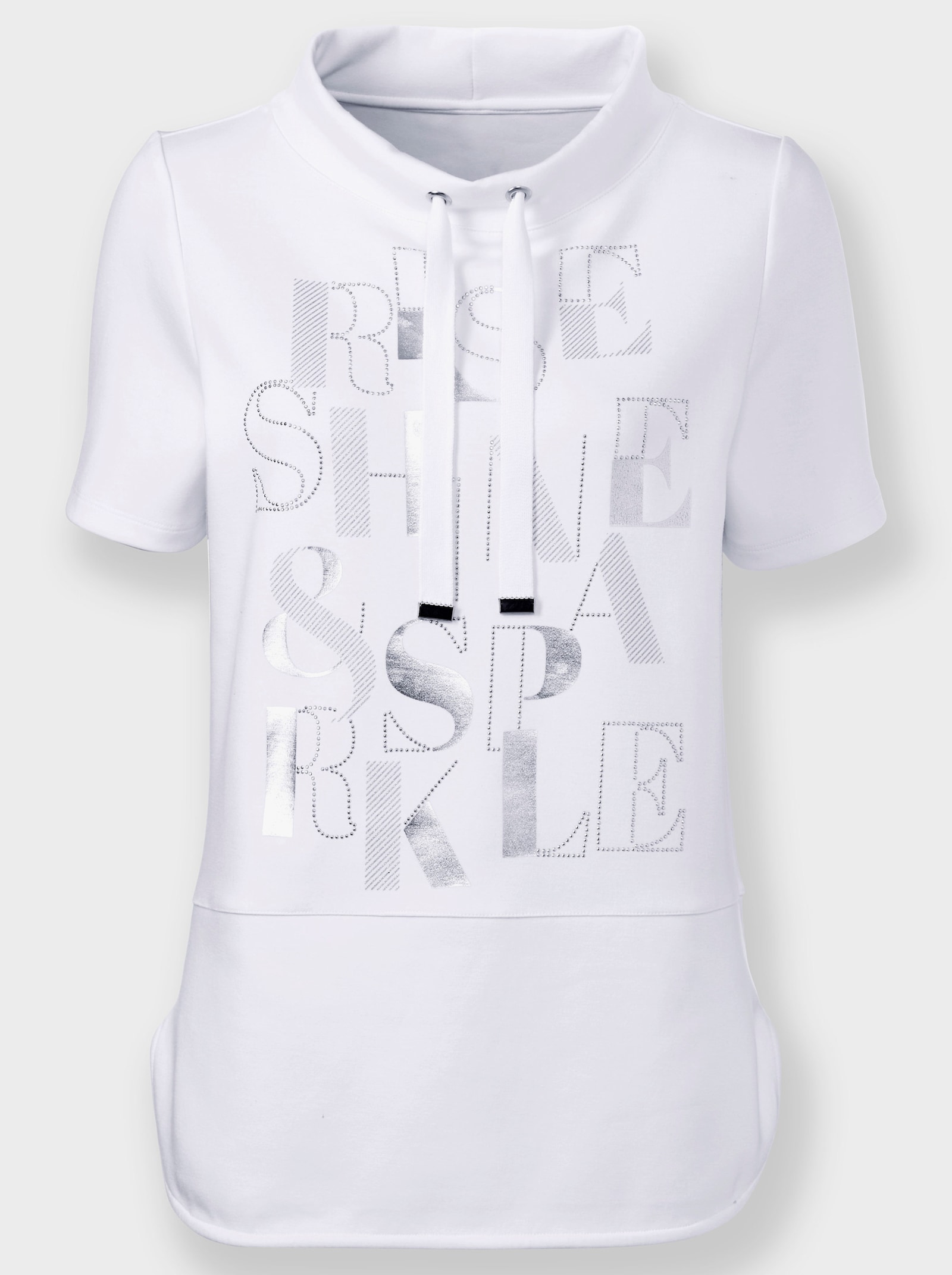 heine Kurzarmshirt mit Lettering-Druck - weiß