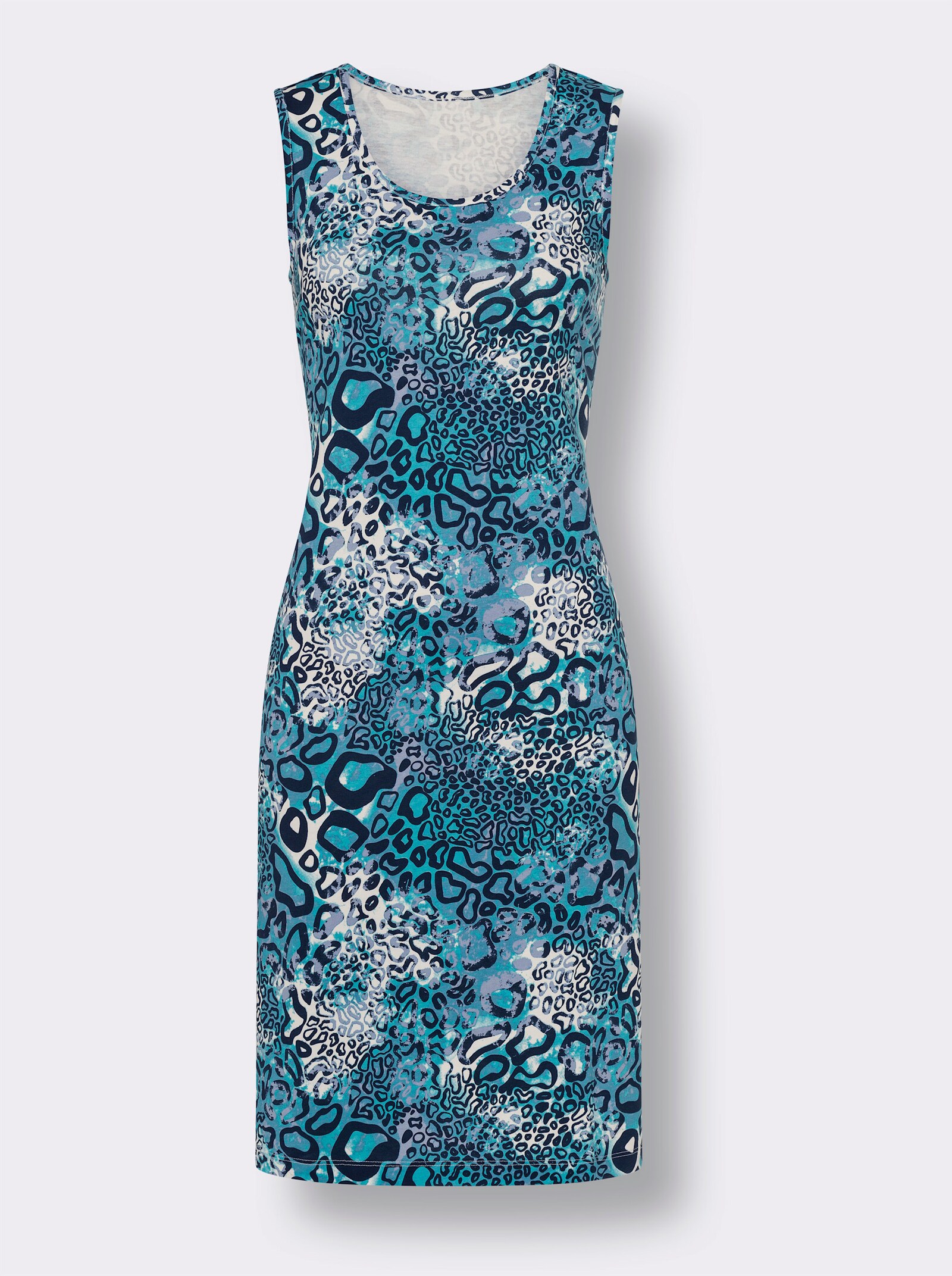 Sommerkleid mit Animal-Druck - bleu-türkis-bedruckt