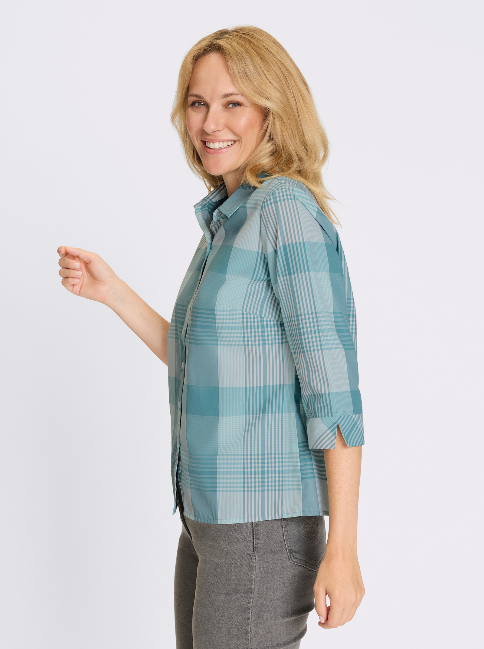 Karobluse - ozean-weiß-kariert