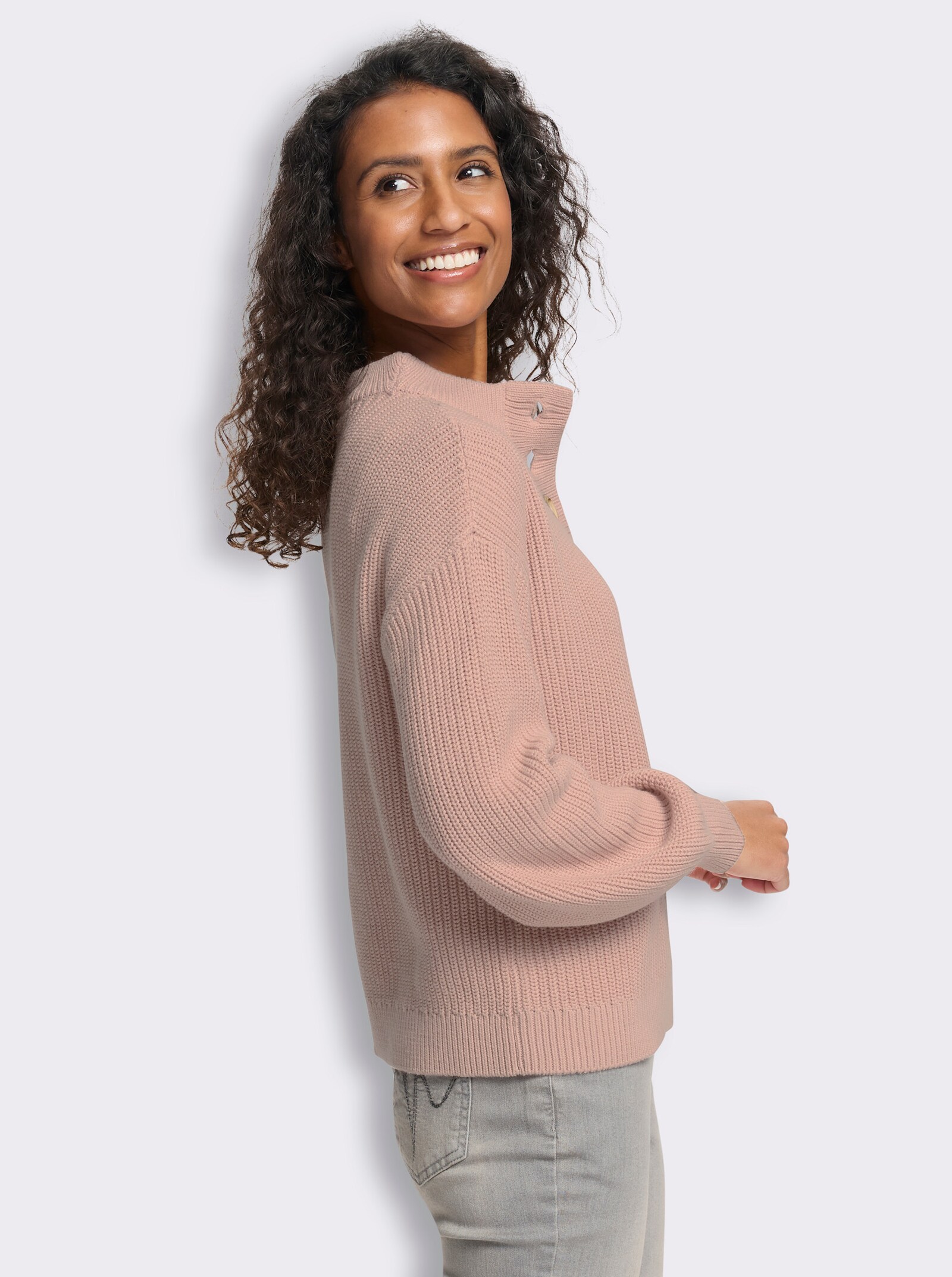heine Pullover im Rippenstrick - puder