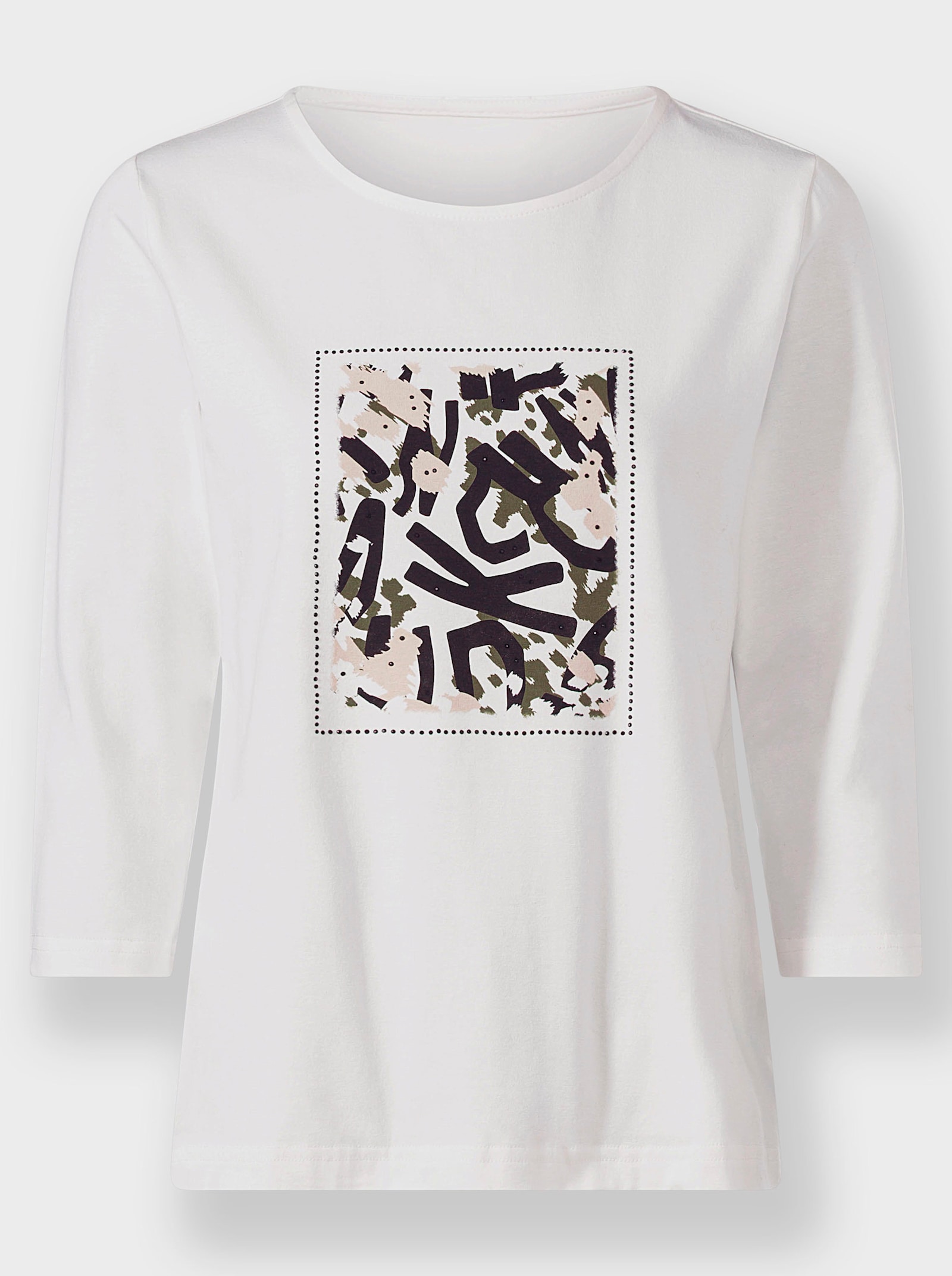 heine 3/4-Arm-Shirt mit Pailletten und Glitzersteinchen - ecru