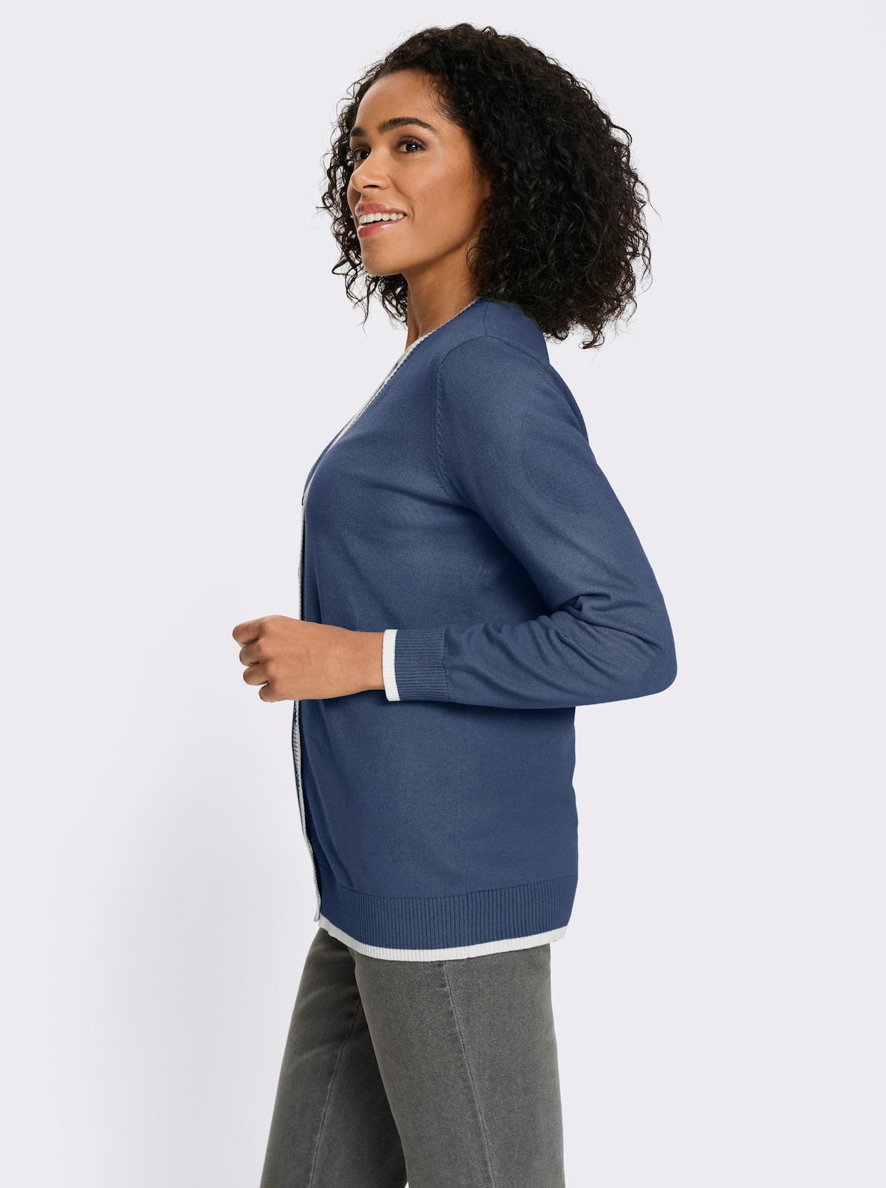 Vest van puur katoen - jeansblauw/ecru