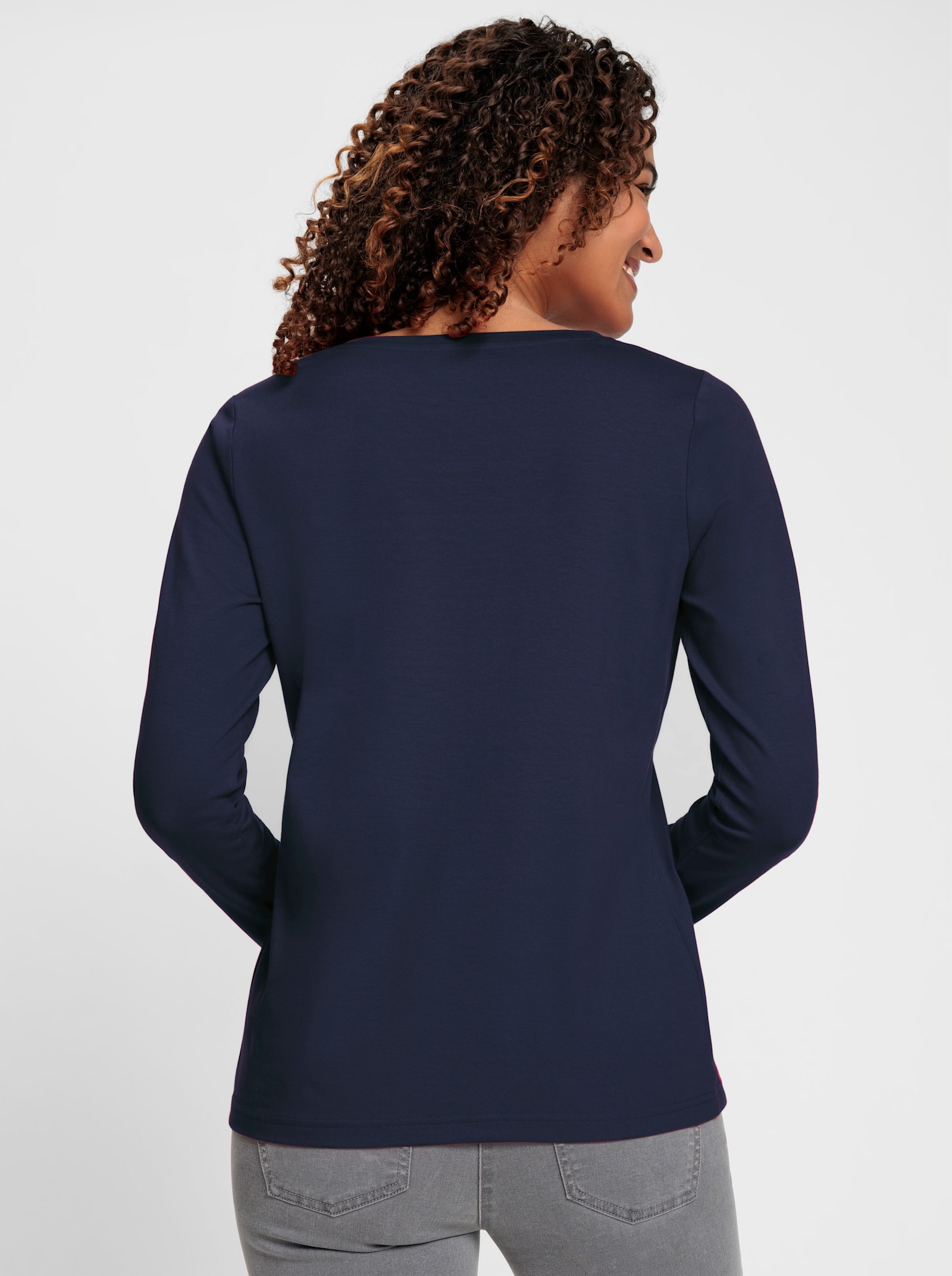 Rundhalsshirt mit zertifizierter Baumwolle - marine