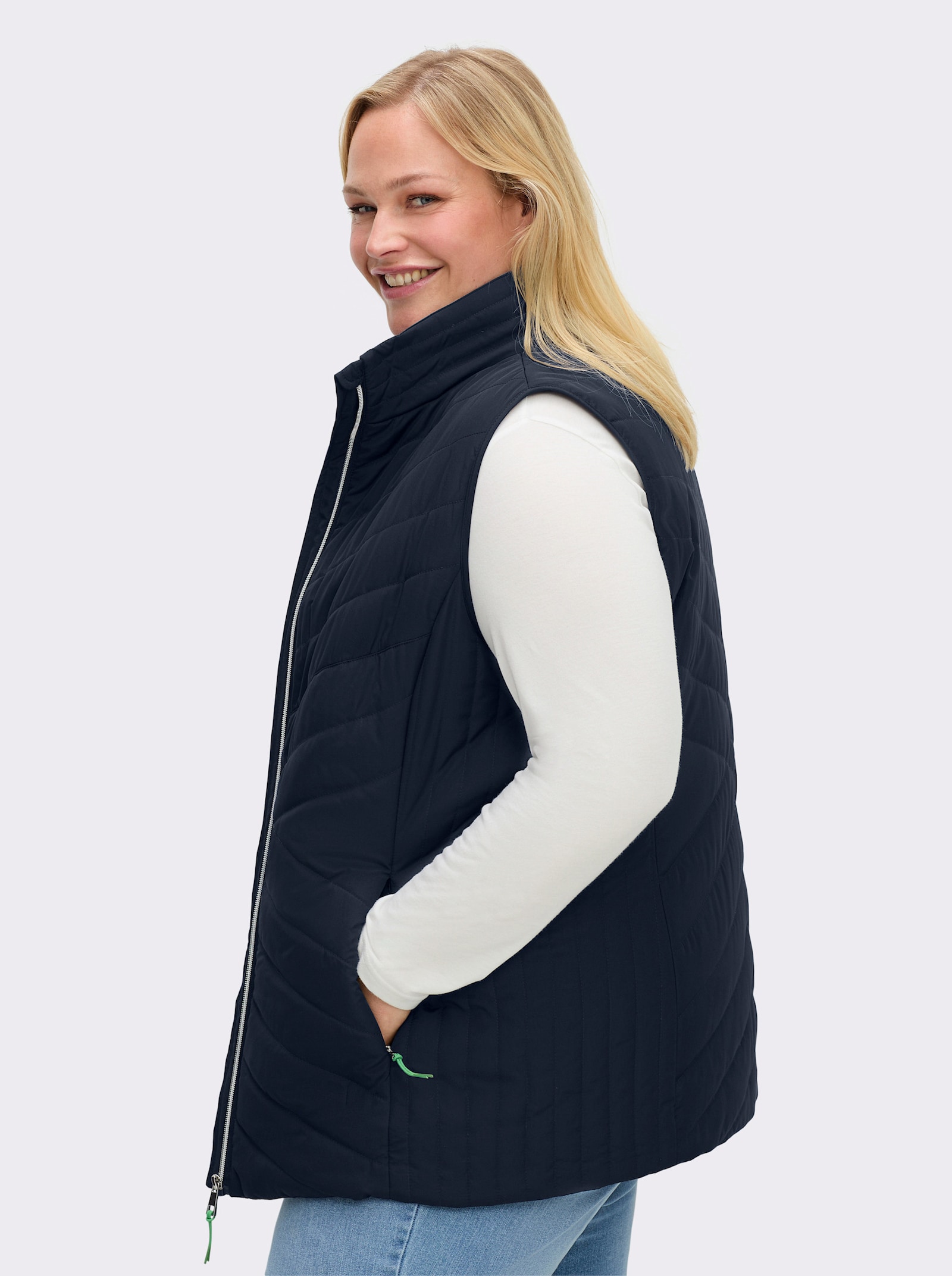 sheego Steppweste mit Stehkragen - tiefblau