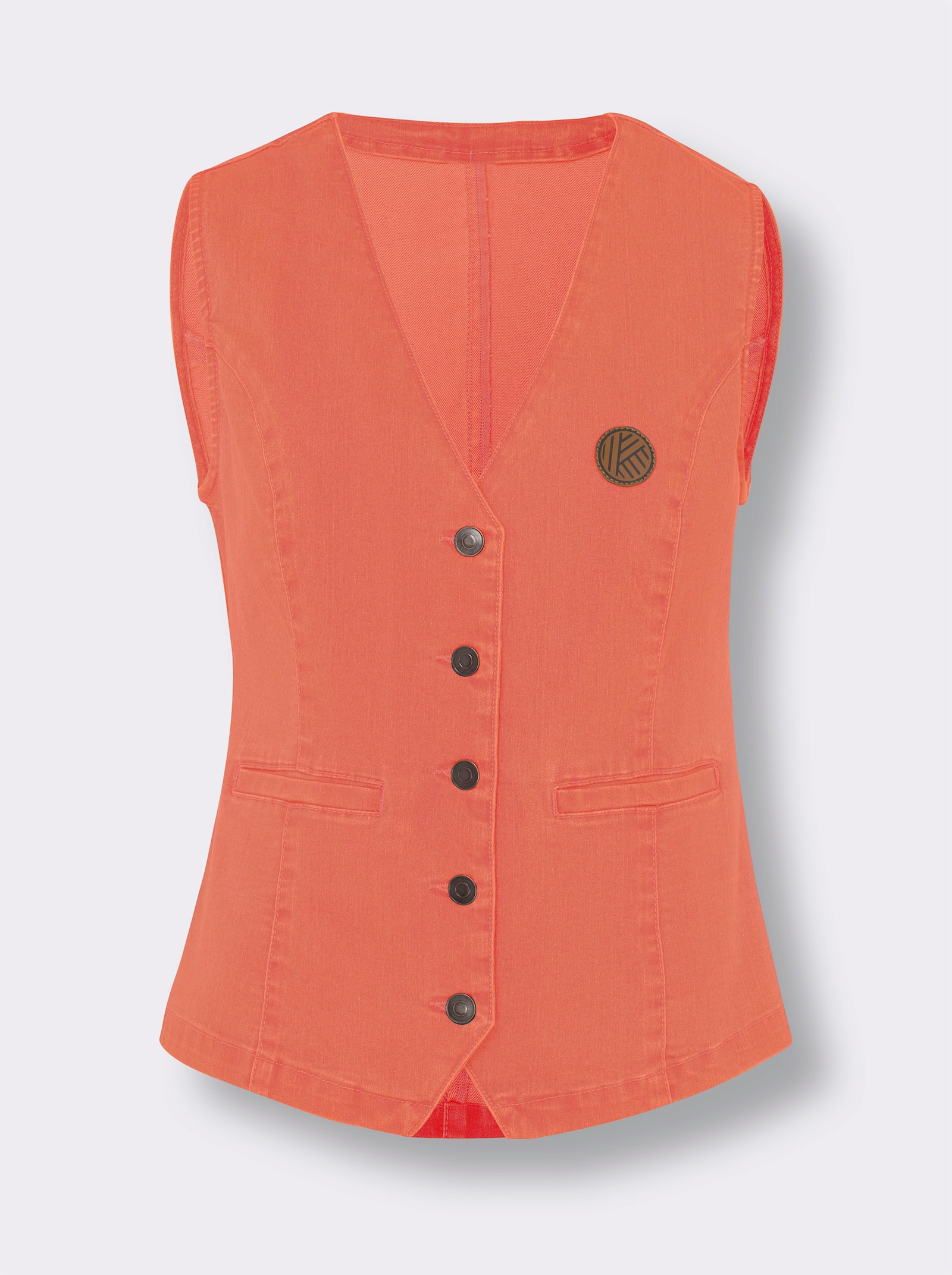 Jeansgilet in verkort model - papaya