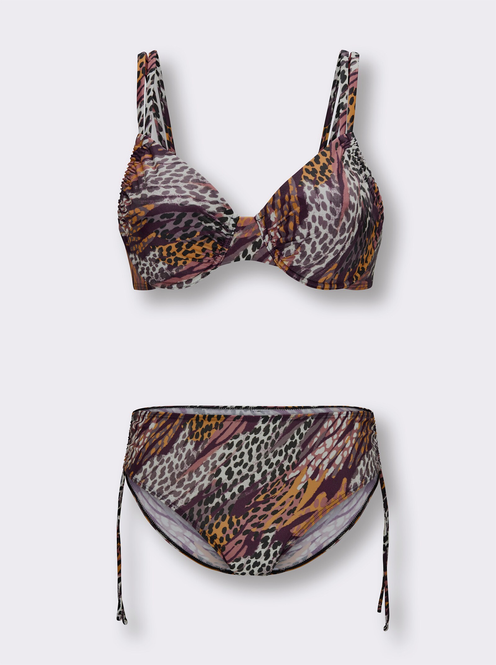 feel good Bikini mit verstellbaren Trägern - schwarz-terra-bedruckt