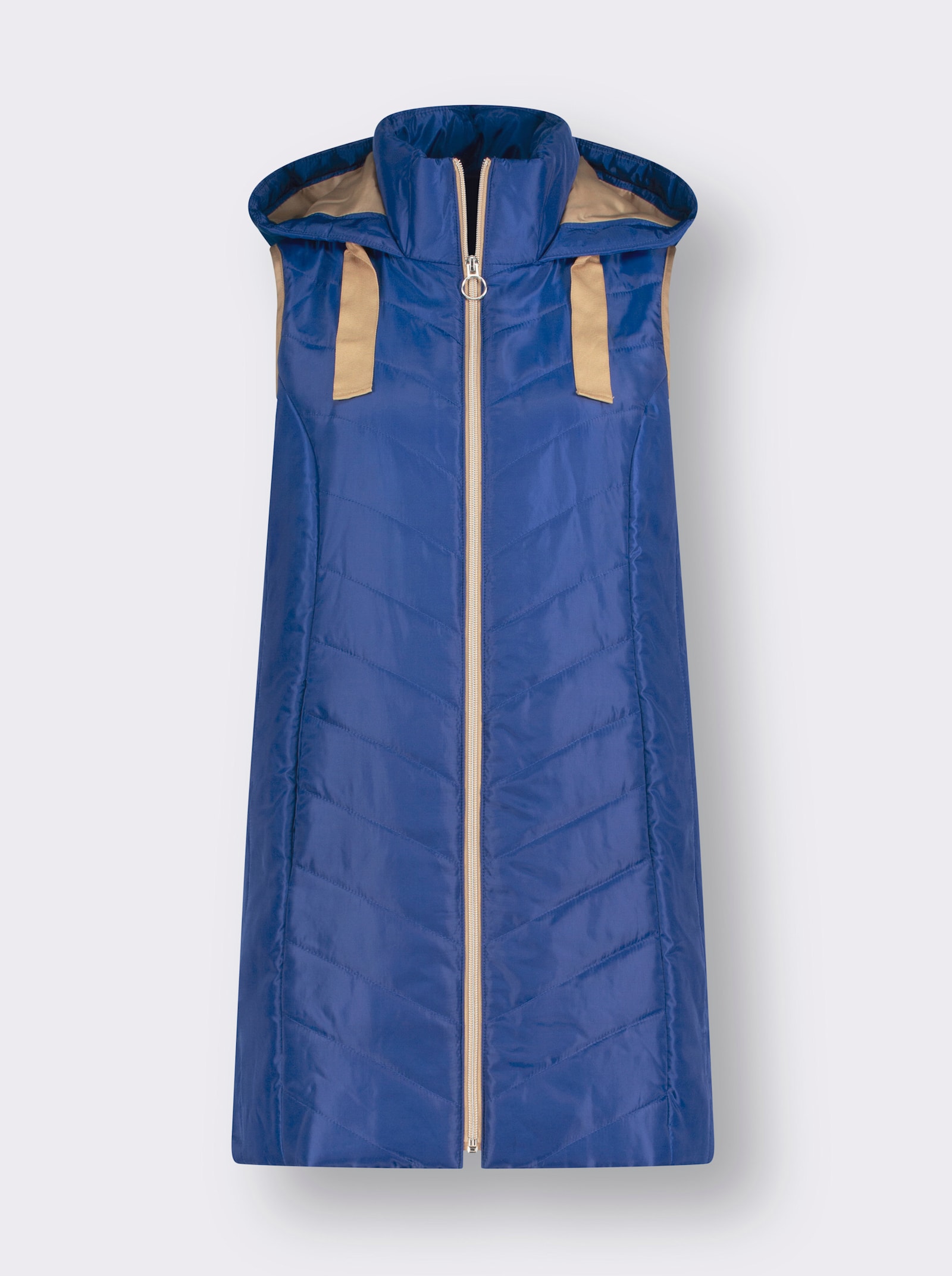 Longweste mit Seitenschlitzen, knöpfbar - royalblau