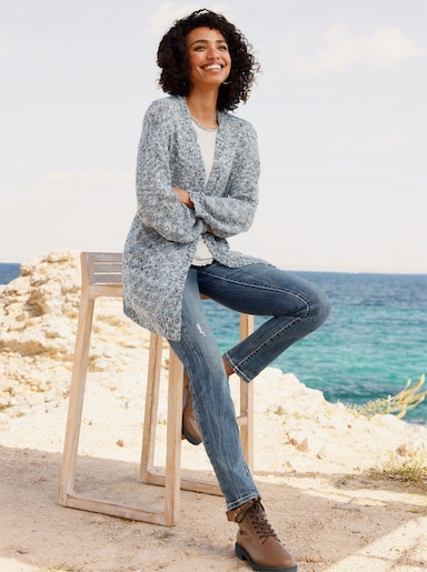 heine Strickjacke aus Bouclé-Garn - bleu-gemustert