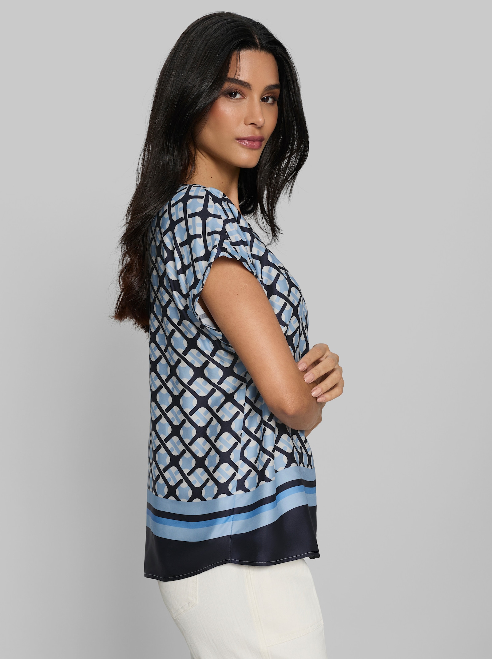 heine Druckbluse mit Muster-Print - marine-ecru-bedruckt