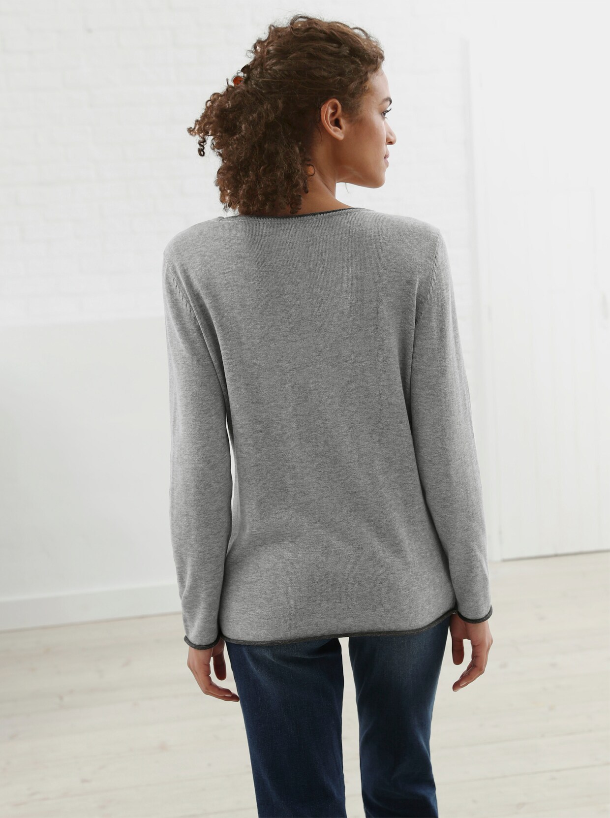 Pull encolure ronde - gris chiné