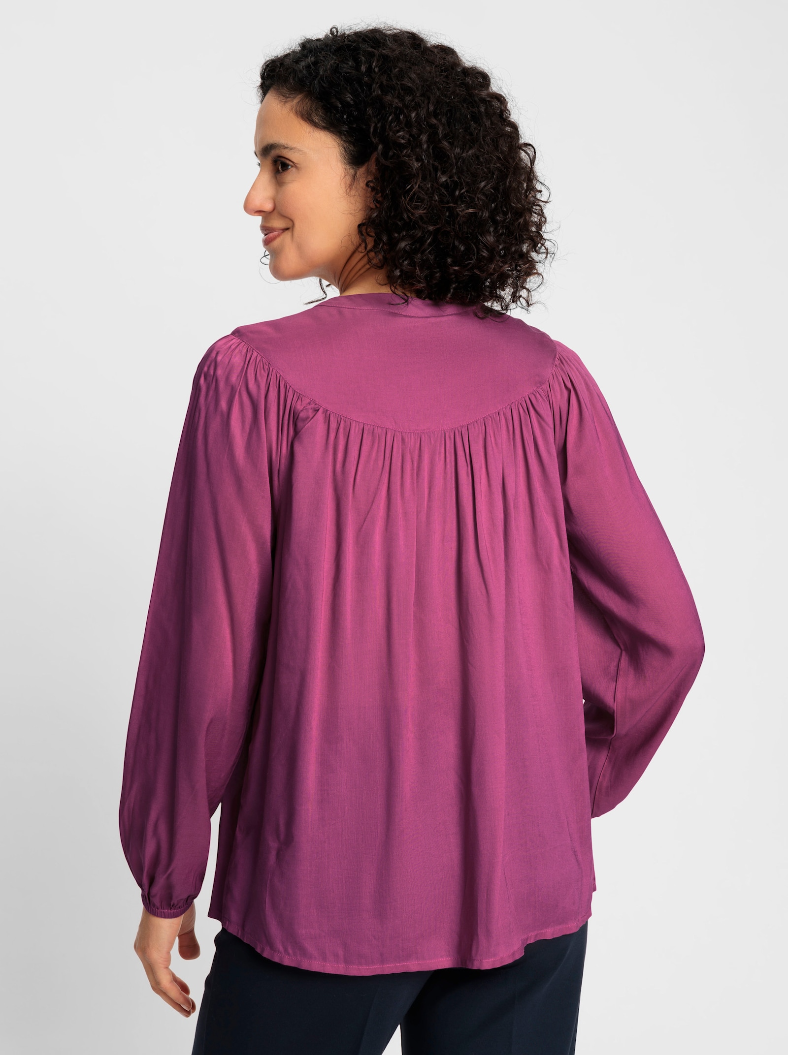 Blouse met lange mouwen in wijd silhouet - heide
