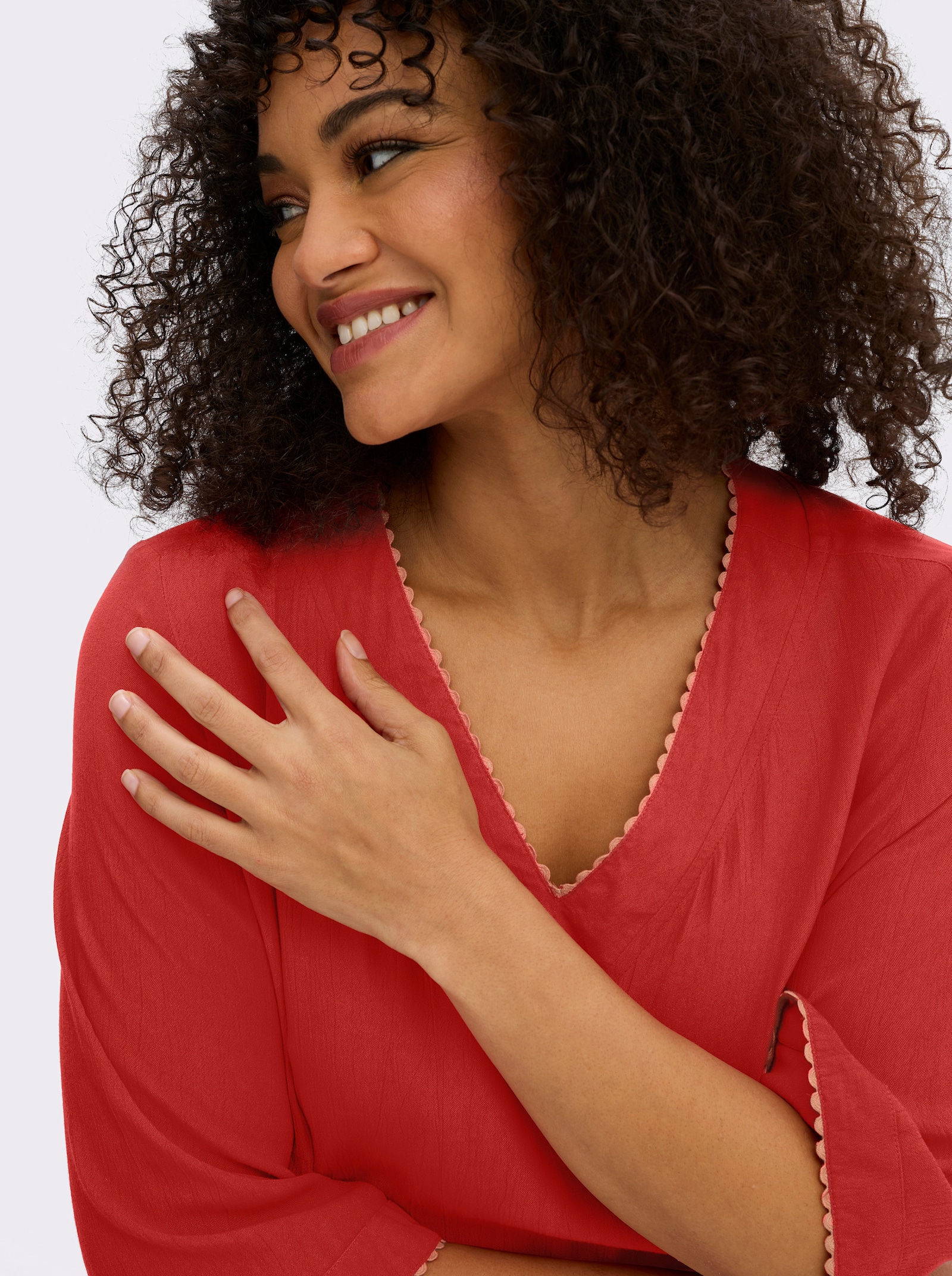 sheego Tunika mit Kontrast-Kanten - erdbeere-koralle