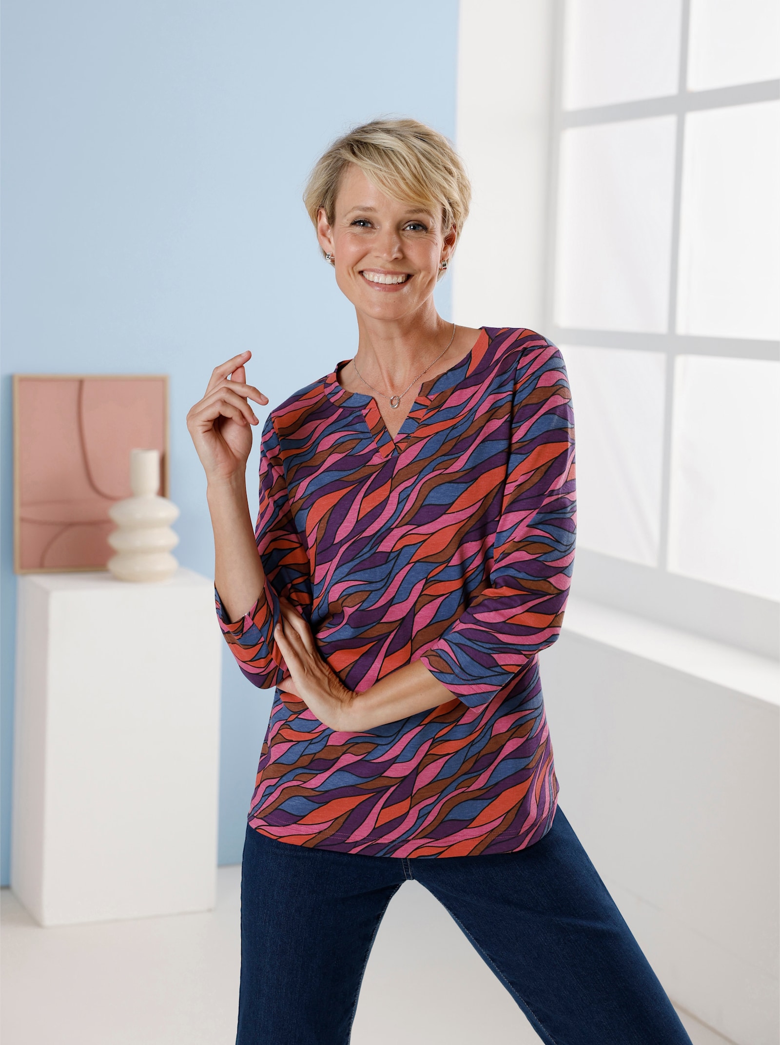 3/4-Arm-Shirt mit Allover-Print - traube-erika-bedruckt