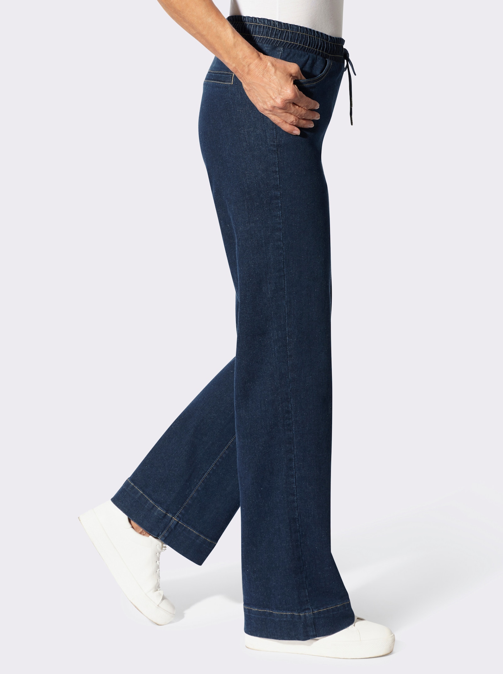 Schlupfjeans mit weitem Bein - dark blue