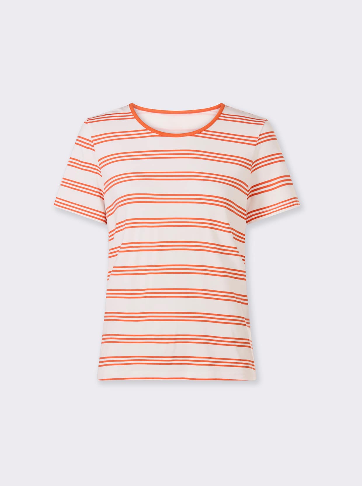 heine Kurzarmshirt - orange-ecru-gestreift