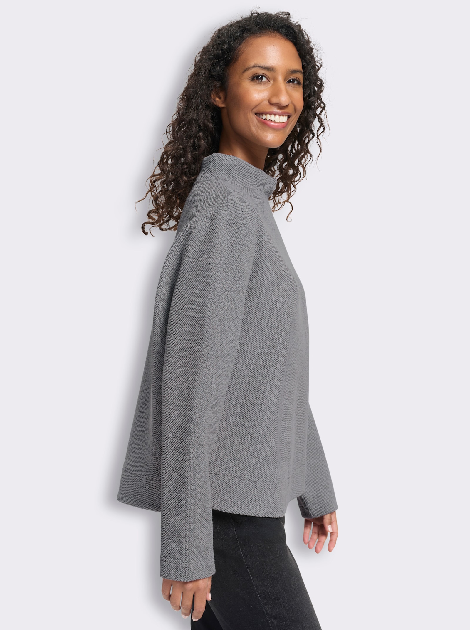 heine Sweatshirt in Melange-Optik - steingrau-meliert