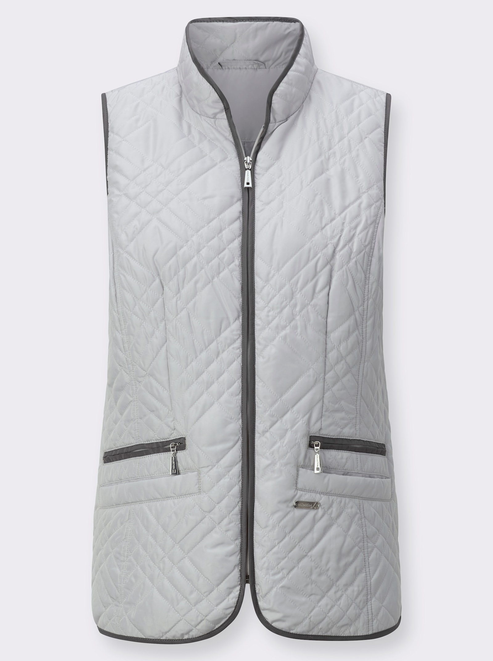 Steppweste mit Reißverschluss-Taschen - hellgrau