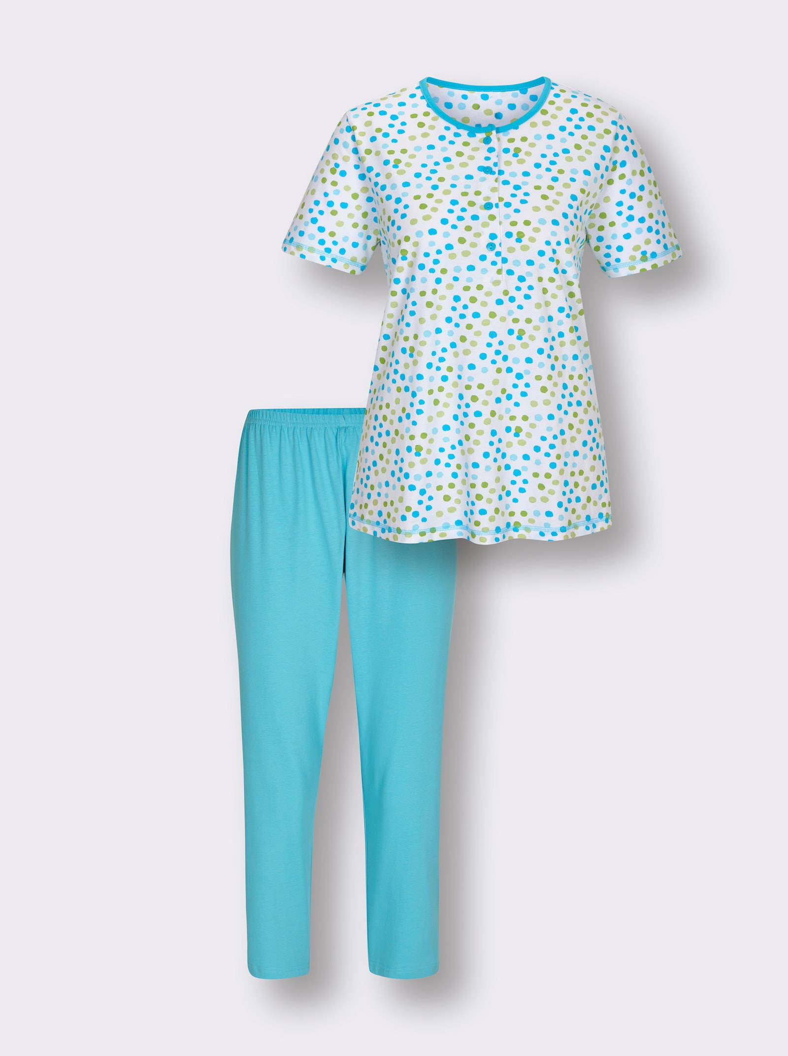 Comtessa Capripak - wit/turquoise bedrukt