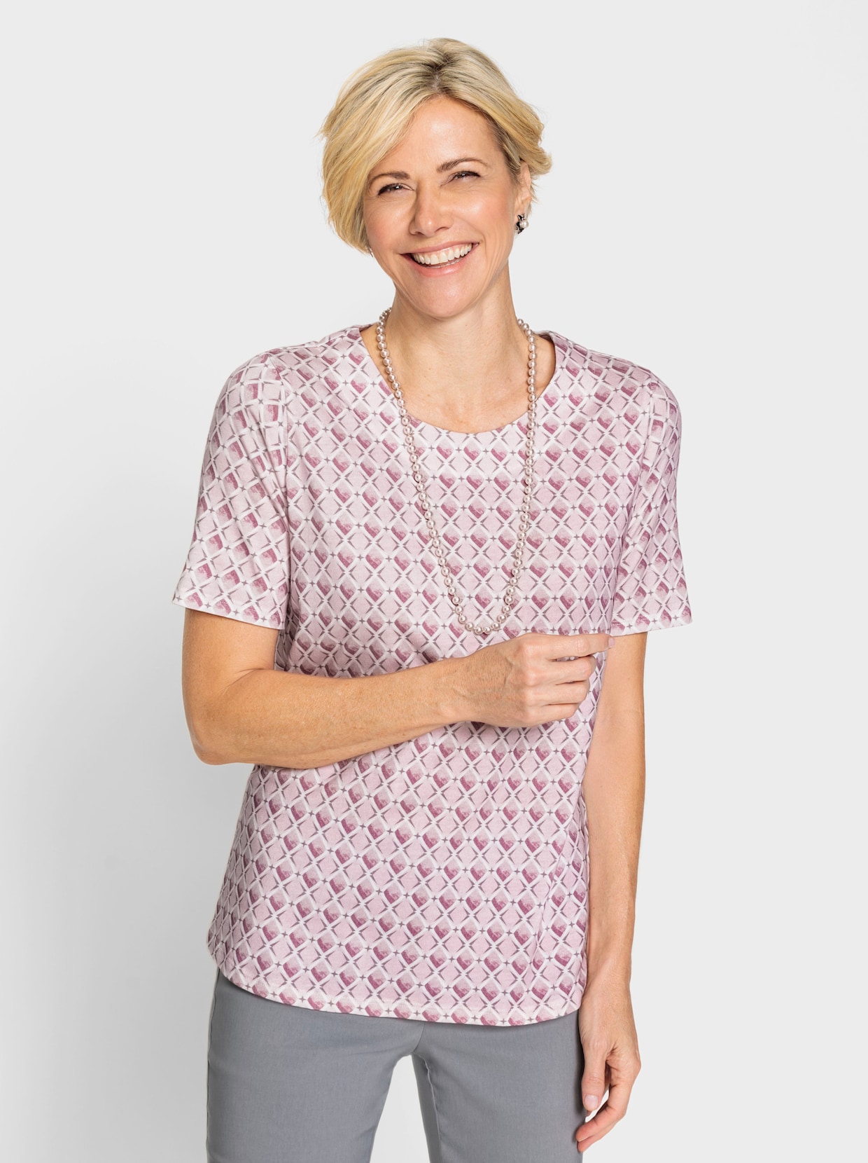 Shirt - violett-rosé-bedruckt