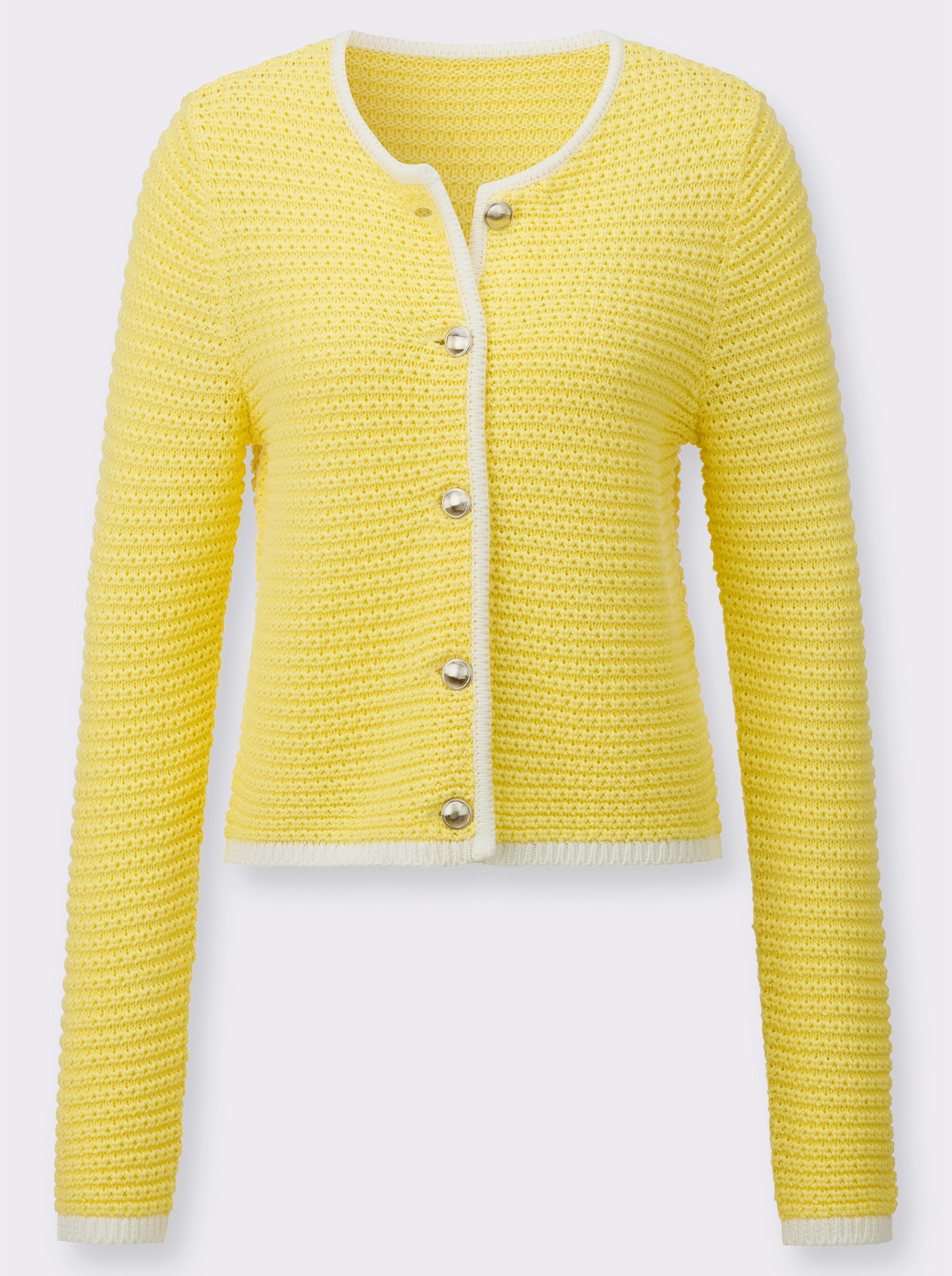 Cardigan mit kontrastfarbenen Abschlüssen - zitrone