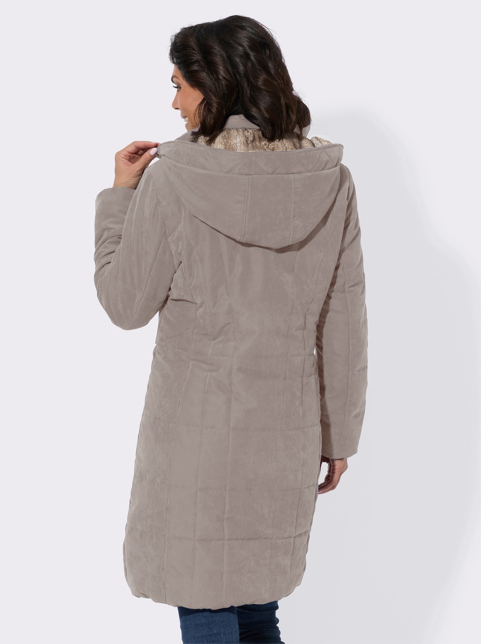 Steppmantel mit 2-Wege-Reißverschluss - taupe