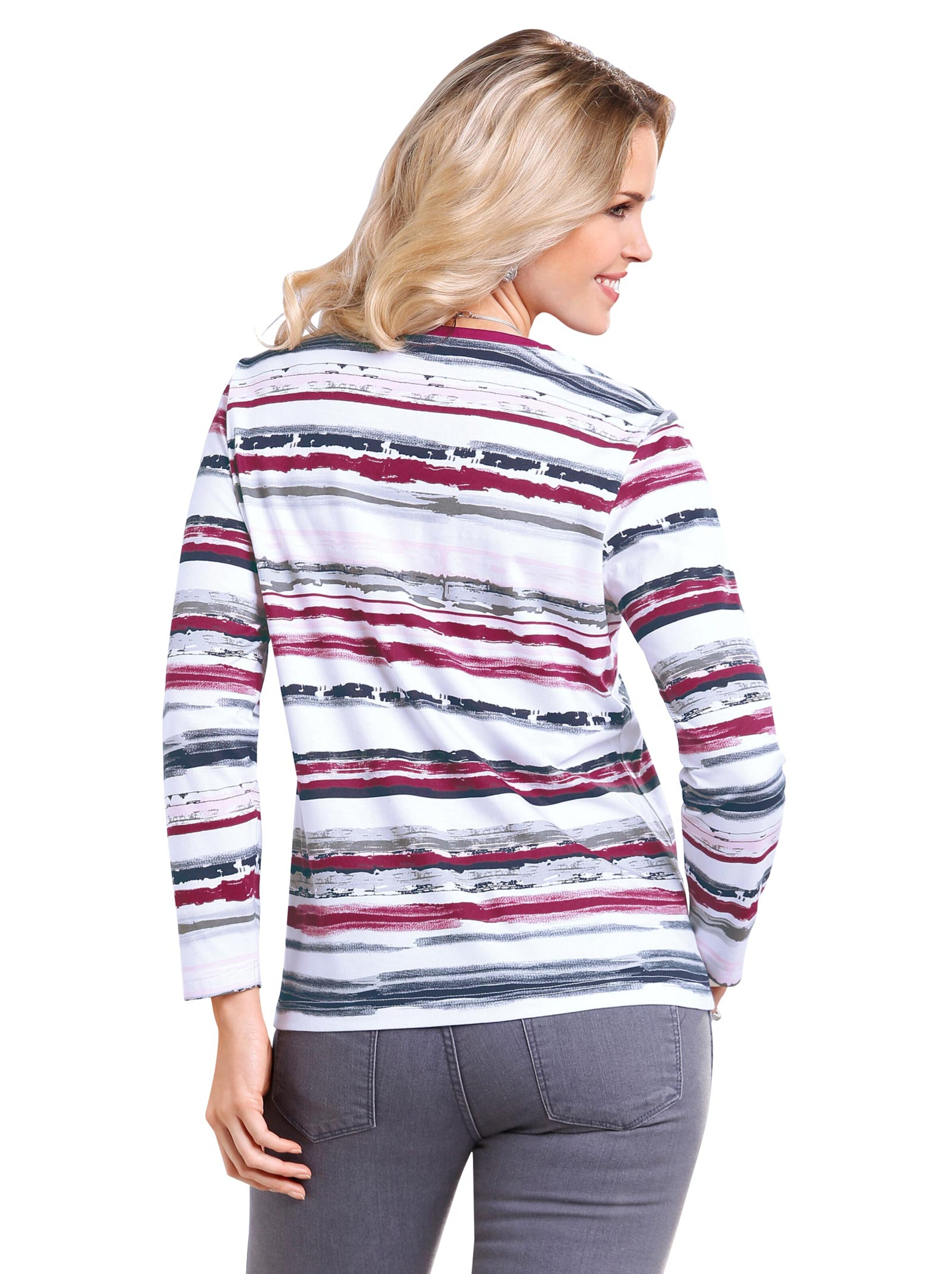 Shirt - fuchsia-marine-gestreift