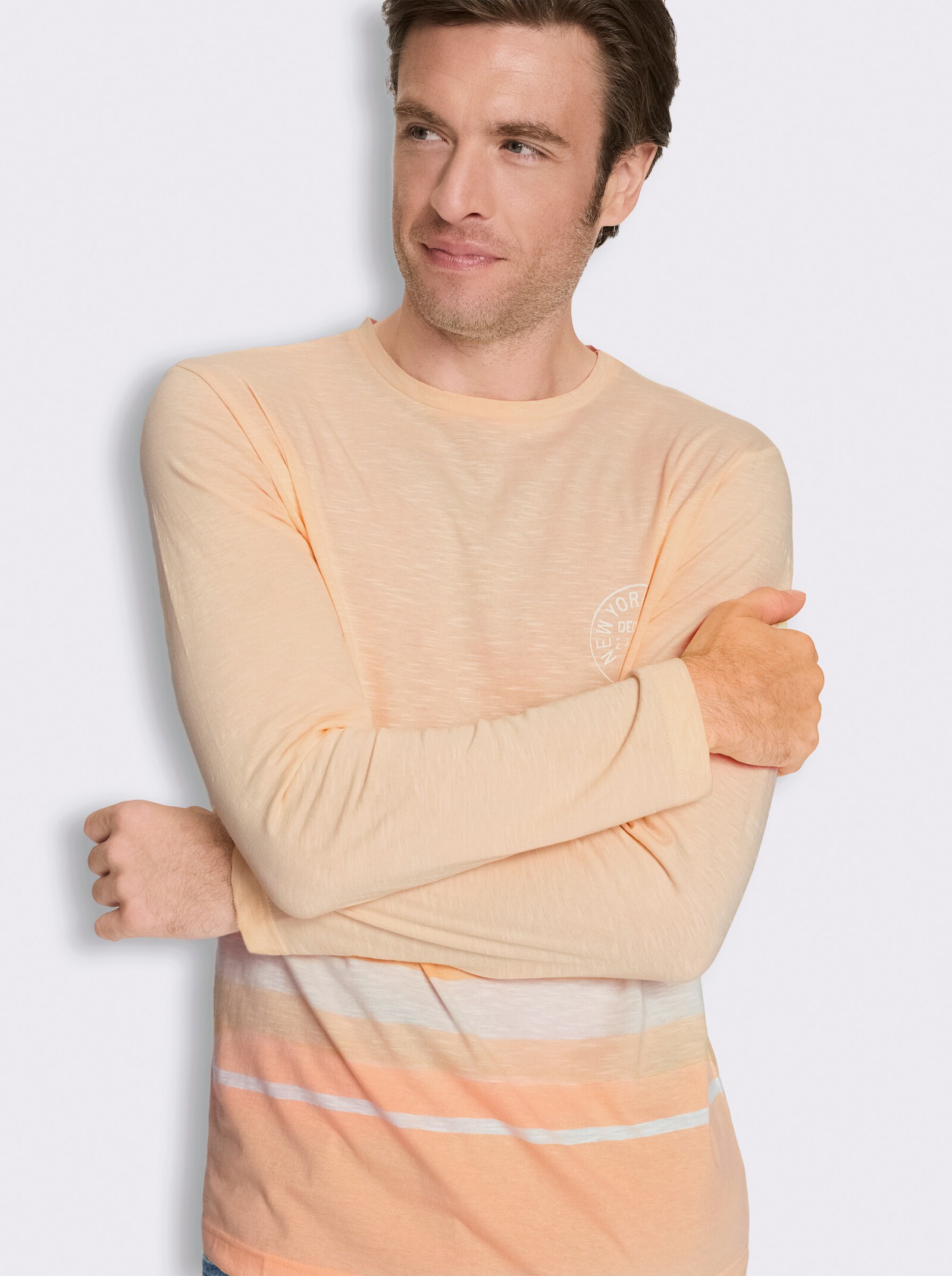 Langarmshirt in leicht strukturierter Jersey-Qualität - apricot