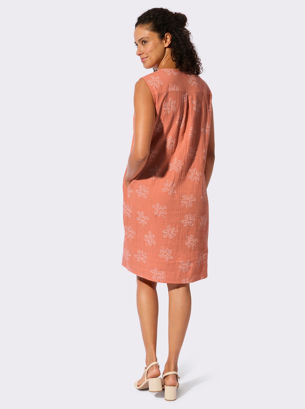 Baumwollkleid - papaya-ecru