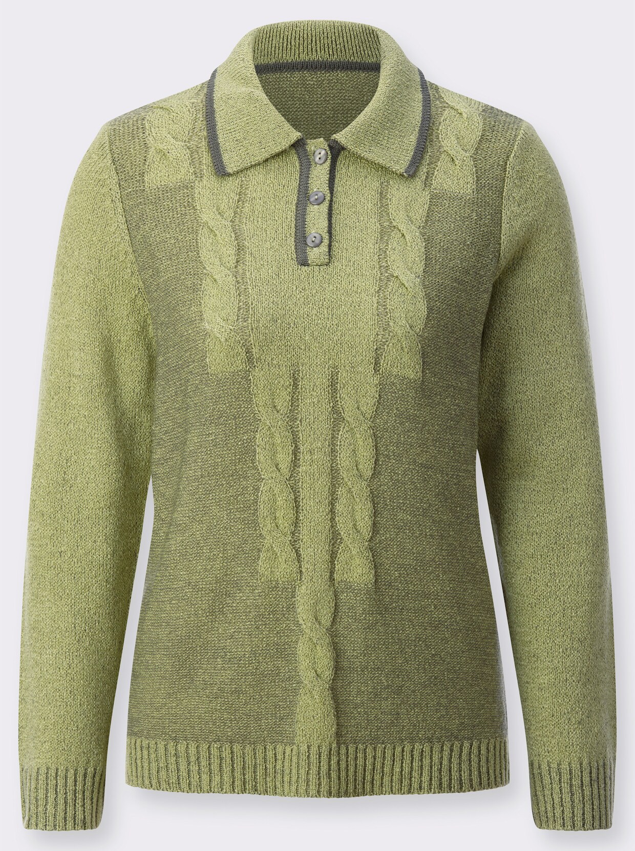 Bouclé-pullover - lindegroen gemêleerd