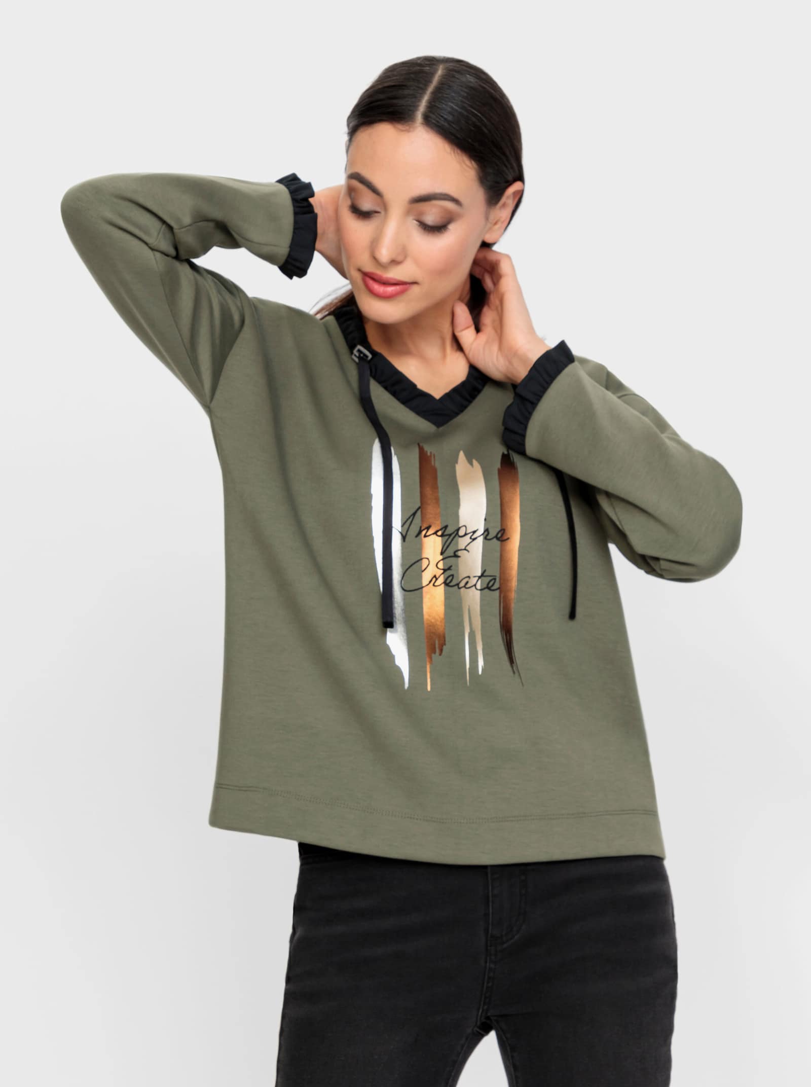 heine Sweatshirt in weich fließender Qualität - khaki