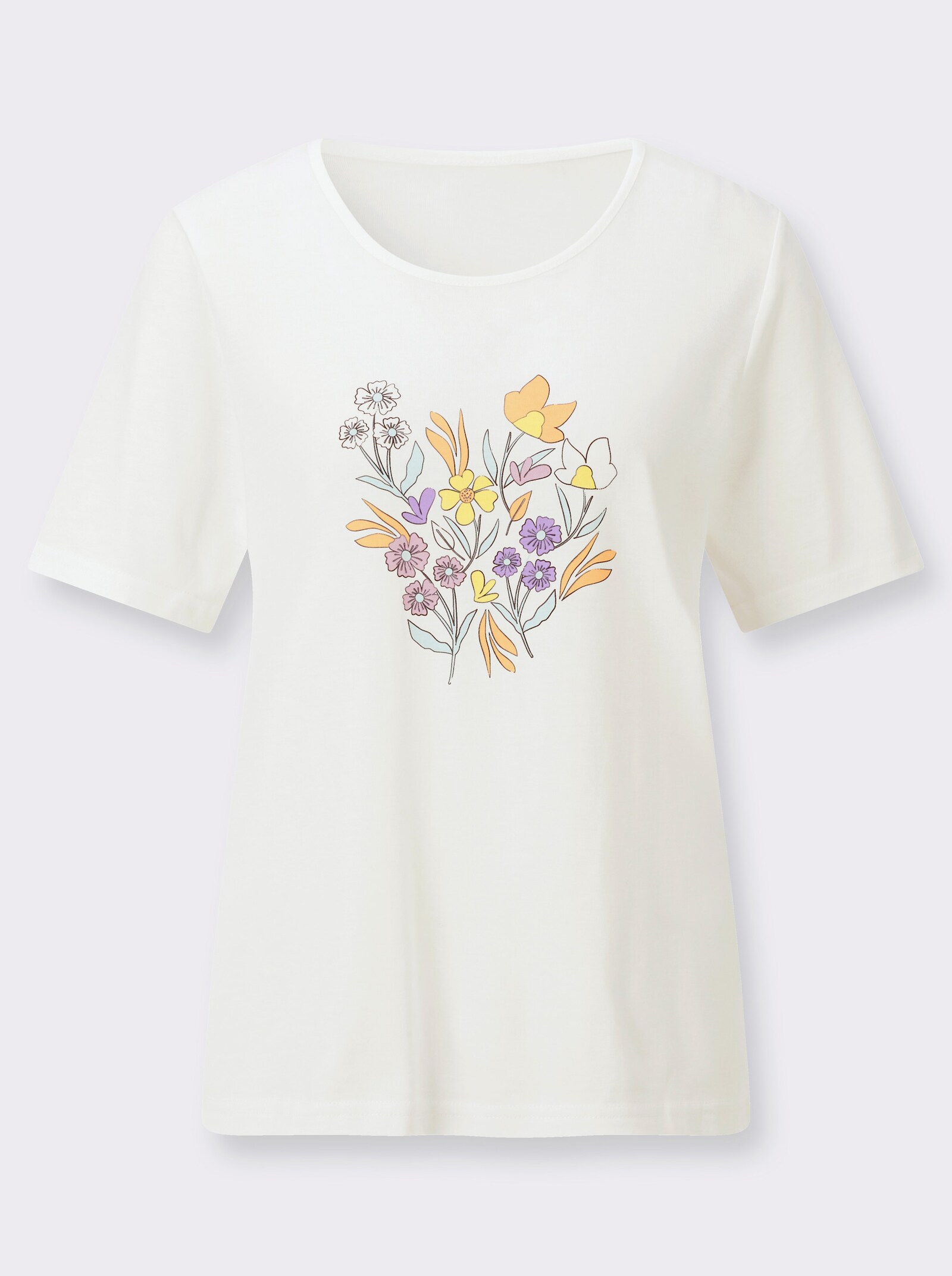 Kurzarmshirt mit platziertem Druck - ecru