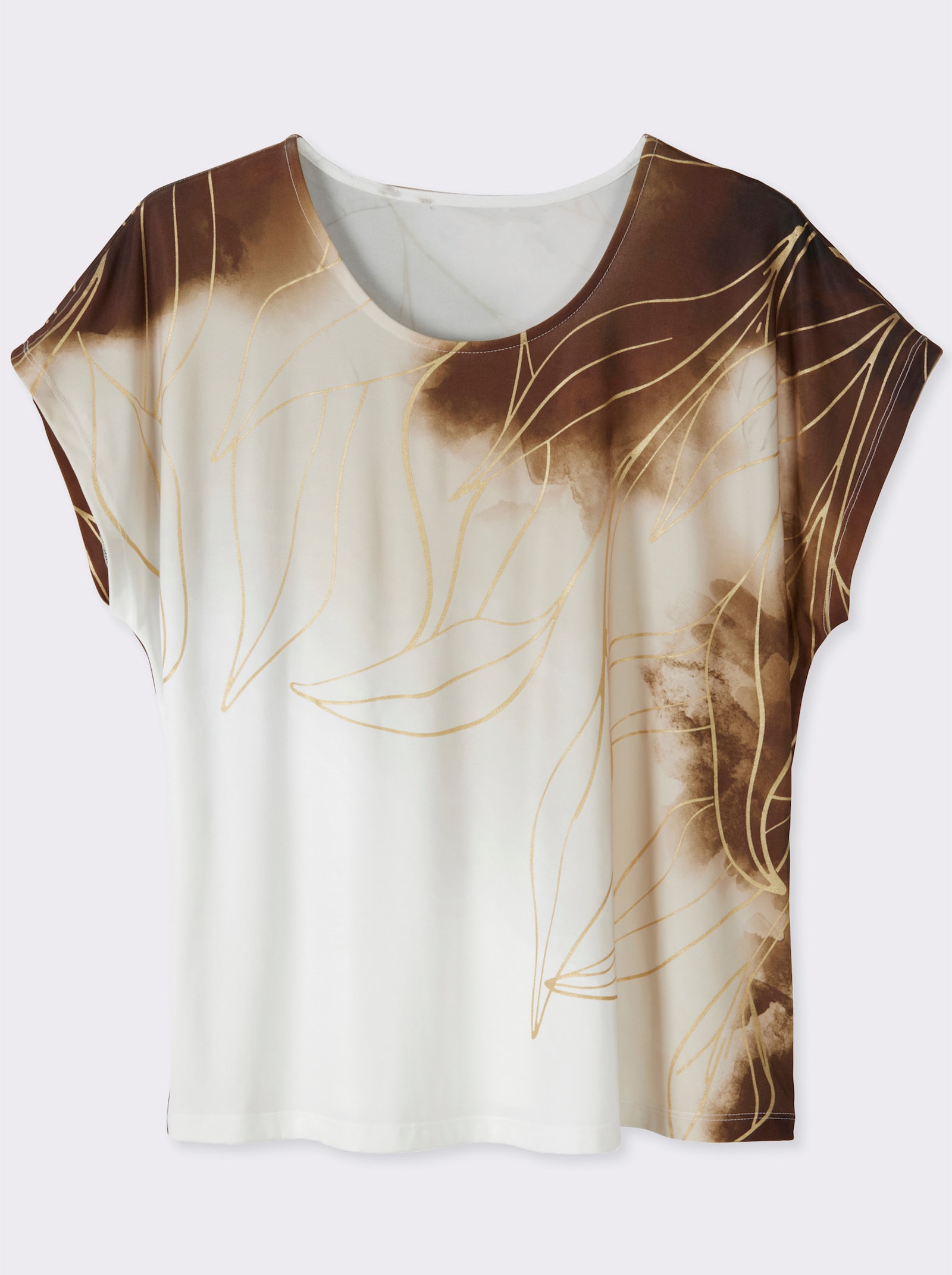 Print-Shirt mit Foliendruck - sand-goldfarben-bedruckt