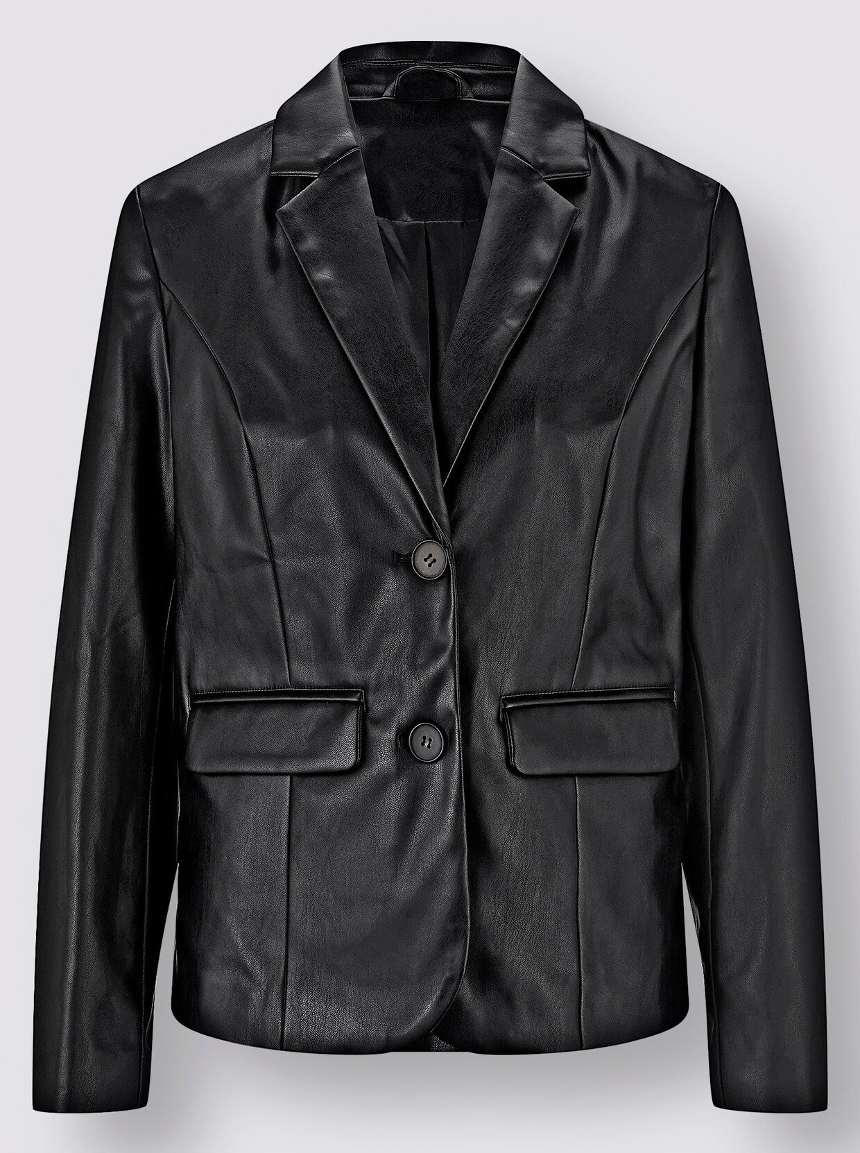Lederimitat-Blazer - schwarz