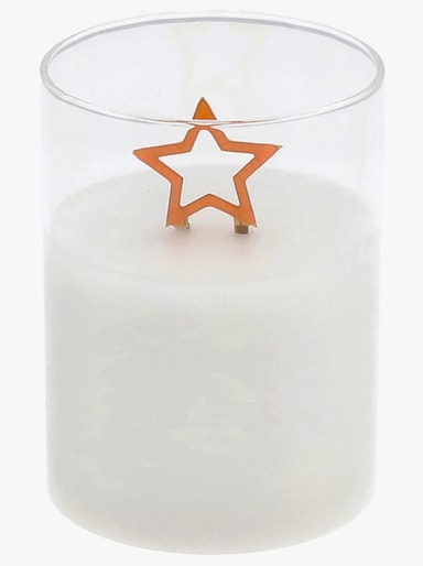 Deko-Objekt LED-Echtwachs-Kerze im Glas - Stern
