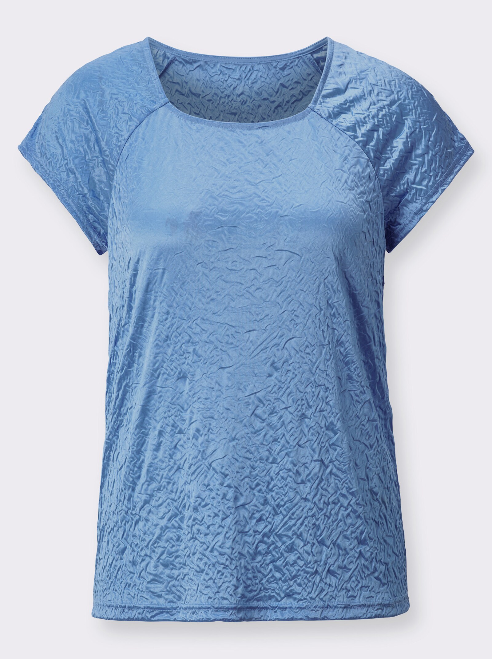 Kurzarmshirt in strukturierter Qualität - himmelblau
