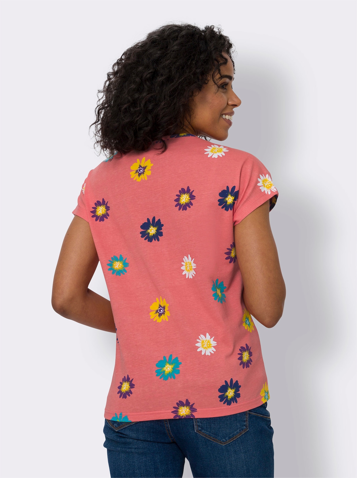 Shirt met korte mouwen - koraal/wit geprint