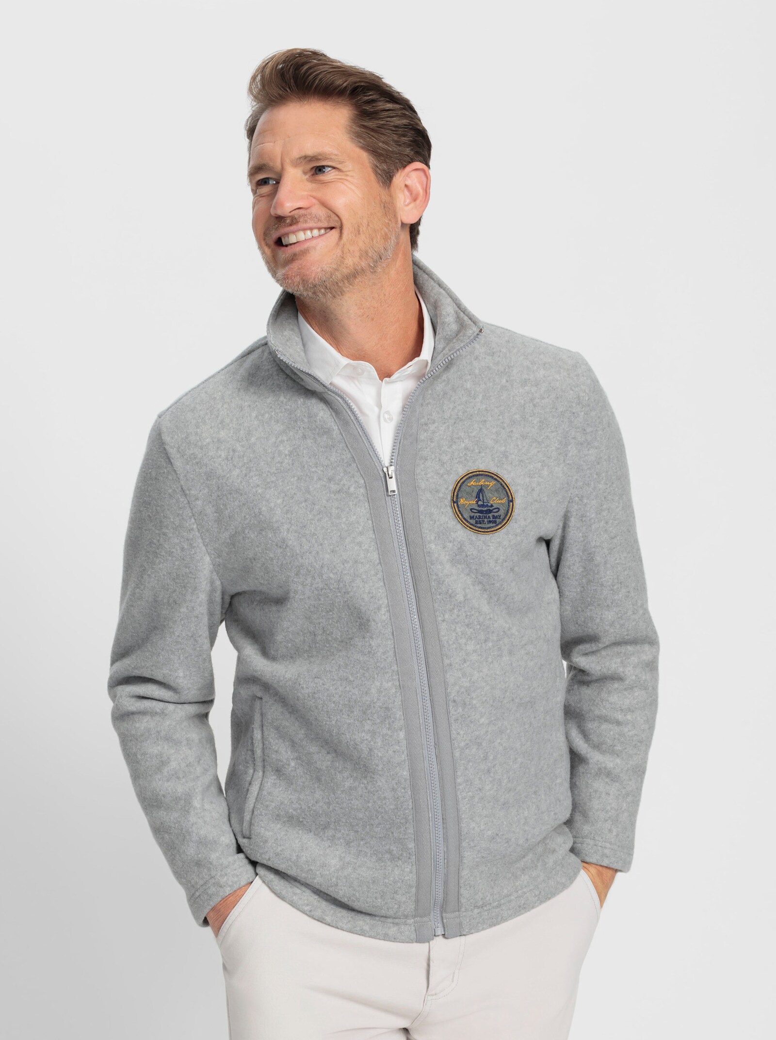 Marco Donati Fleecejack - grijs gemêleerd