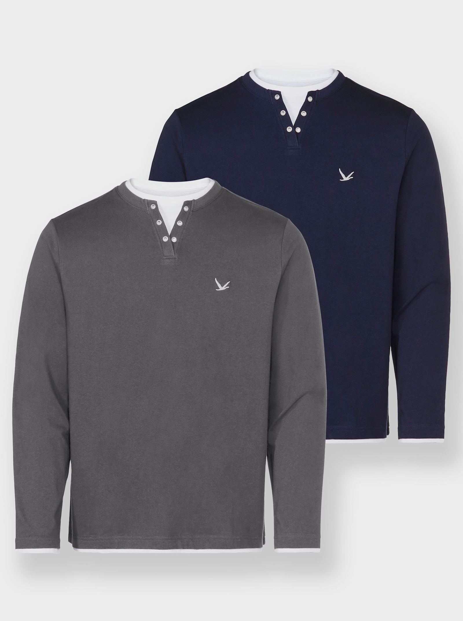 Catamaran Langarmshirt im Doppelpack - marine + anthrazit