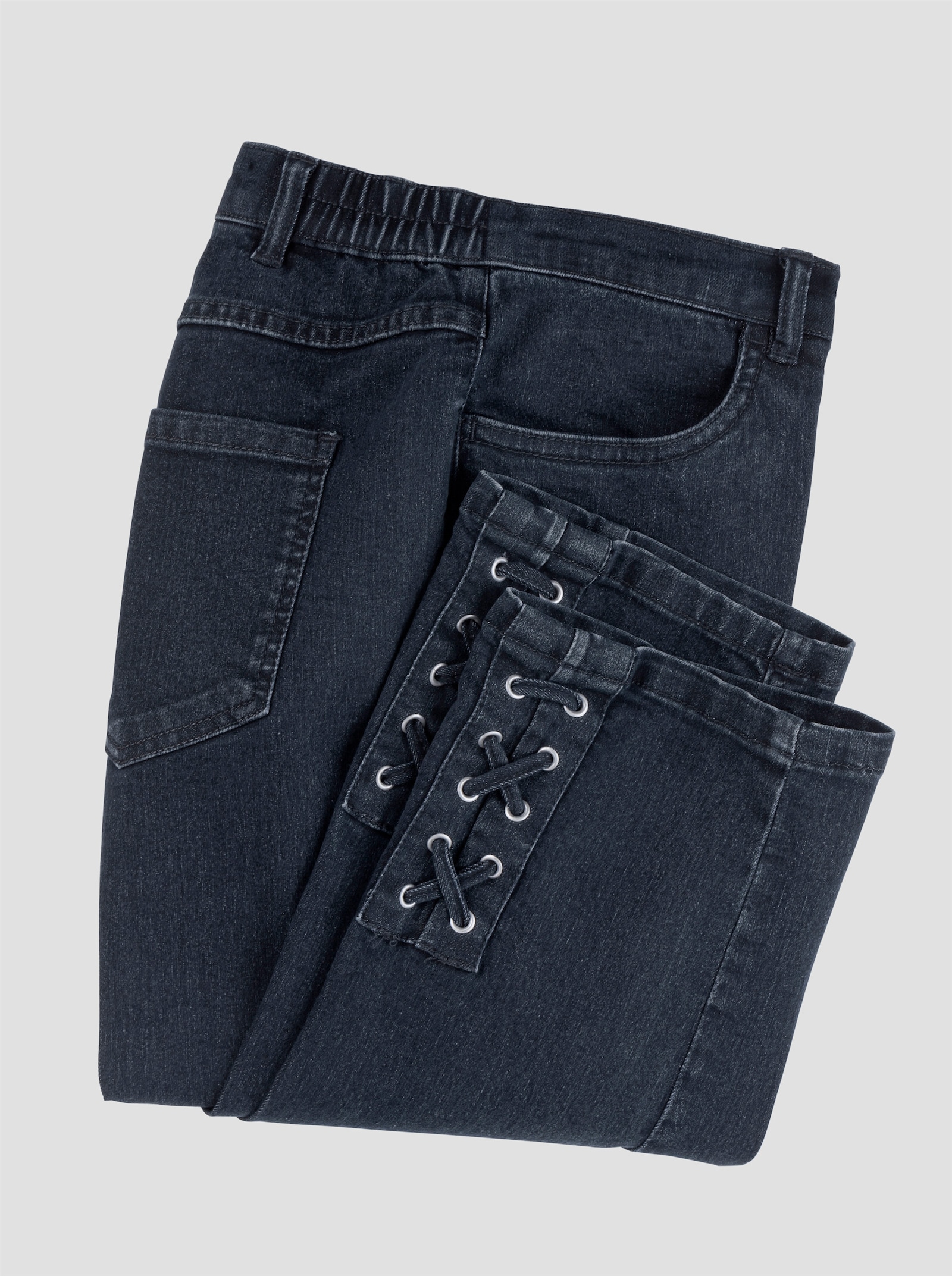 3/4-Jeans mit Zier-Schnürungen - dark blue-denim