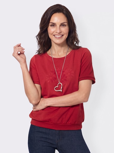 Sweatshirt mit Blütenstickerei-Motiv - erdbeere