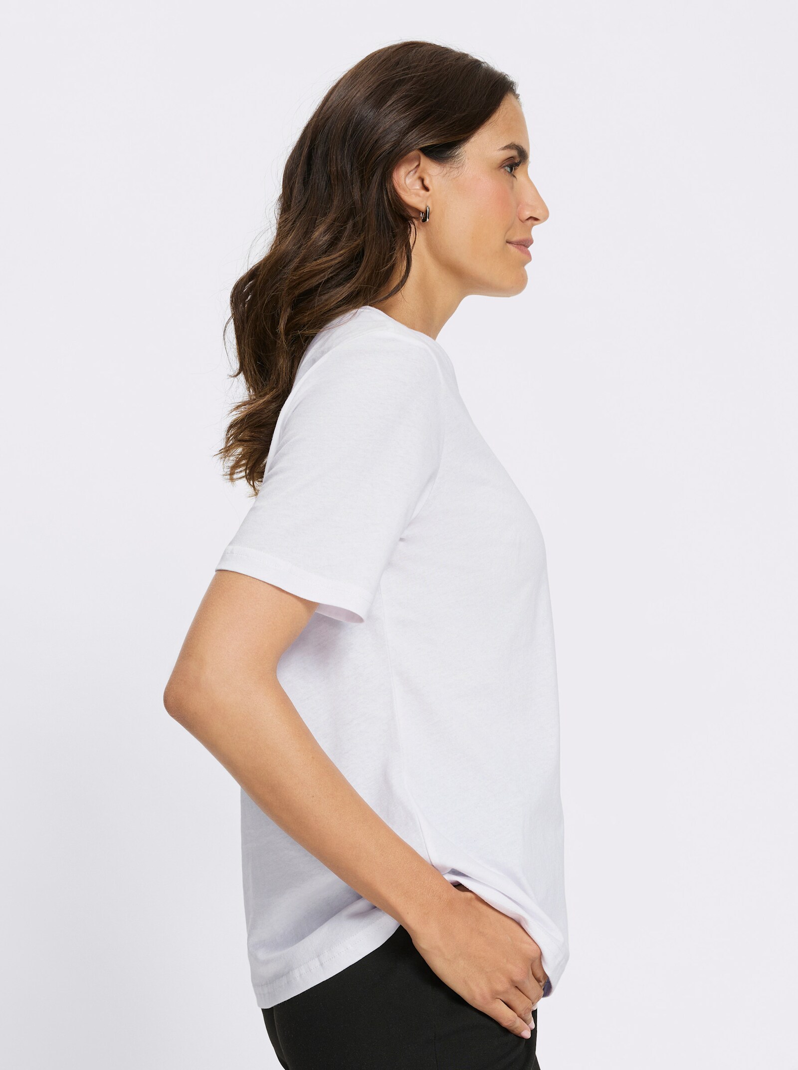 Rundhalsshirt mit platziertem Druck - weiß-bedruckt