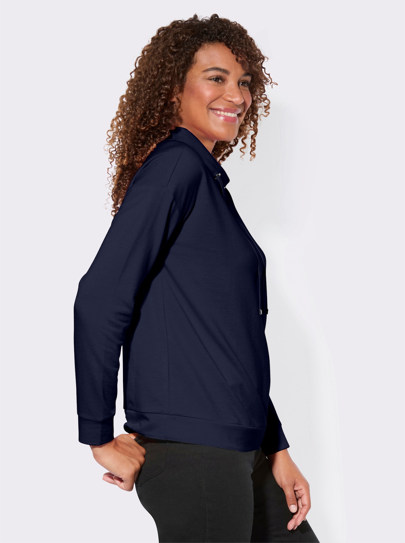 Sweatshirt mit Kordelzug - marine