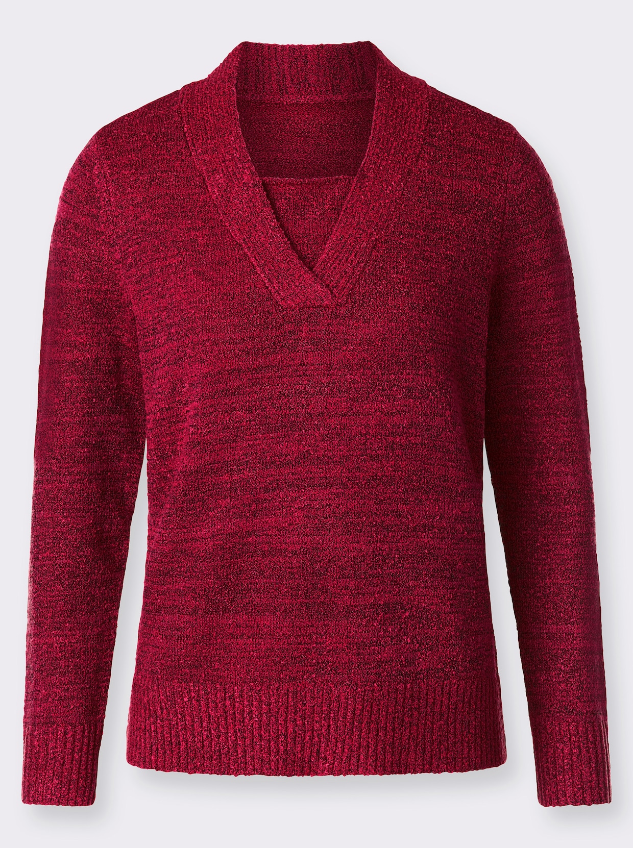 Pullover - rot-schwarz-meliert