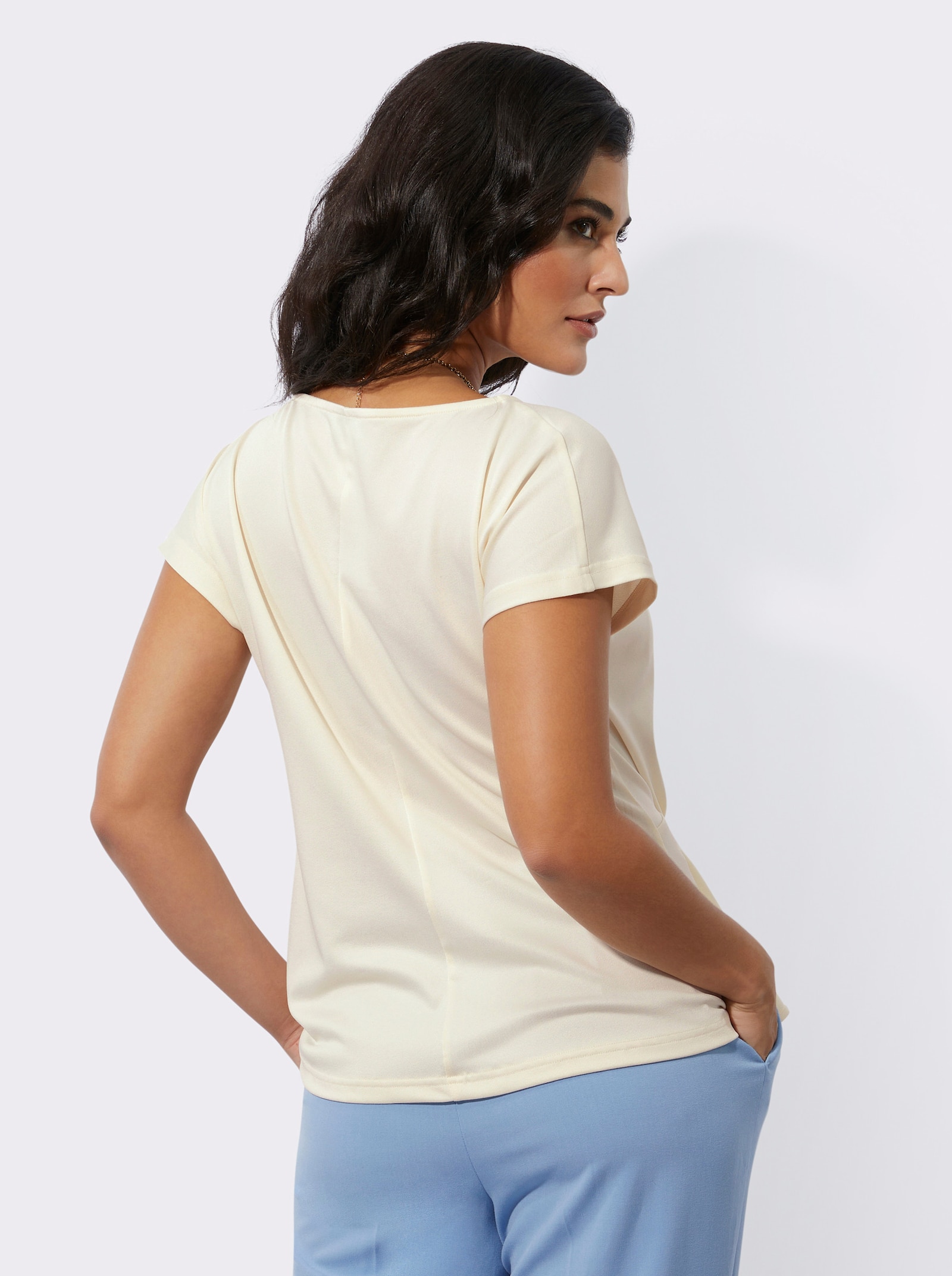  Kurzarmshirt mit Ziernähten - champagner